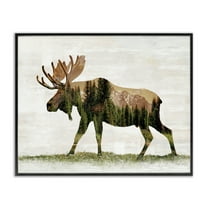 Stupell Industries Forest Pattern Moose Animals & Insects Painting Black Framed Art Print Wall Art, 14 x 11