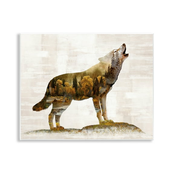 Stupell Industries Forest Pattern Wolf Animals & Insects Painting Unframed Art Print Wall Art, 14 x 11