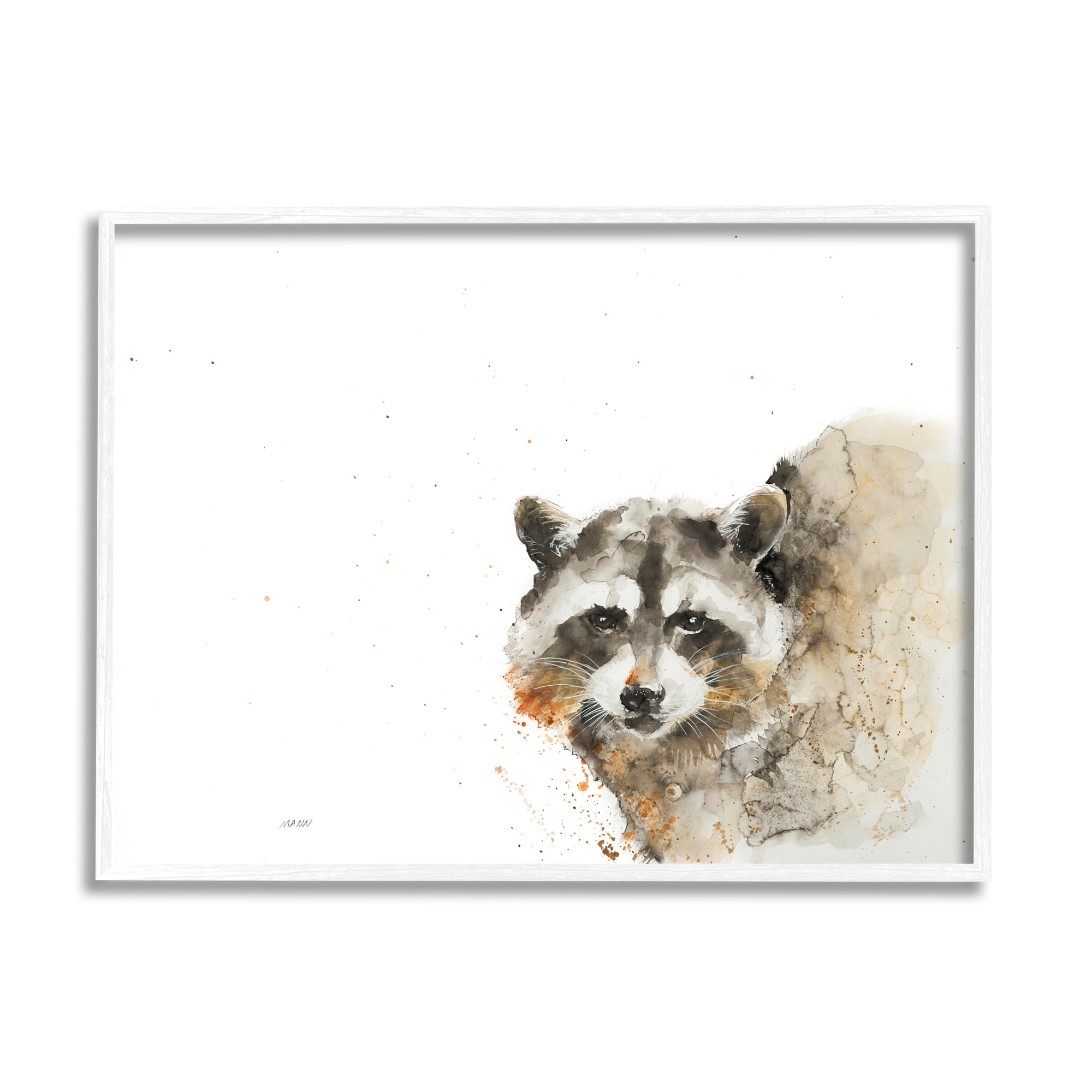 Stupell Industries Forest Raccoon Watercolor Portrait Modern Abstract Painting, 14 x 11, Design by Patti Mann