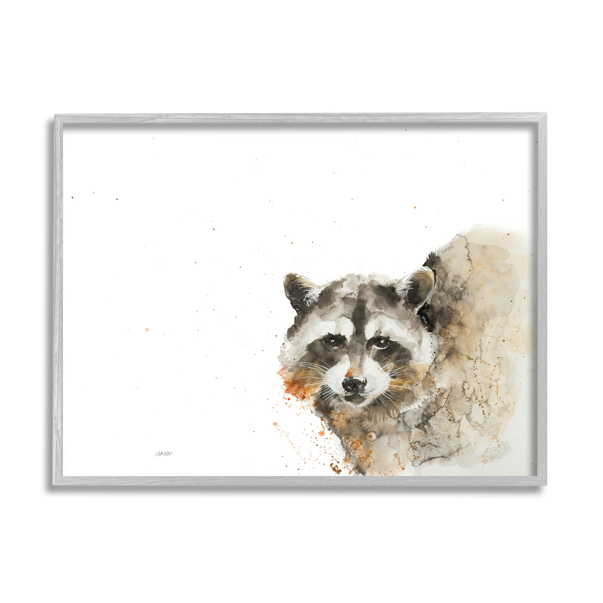 Stupell Industries Forest Raccoon Watercolor Portrait Modern Abstract Painting, 14 x 11, Design by Patti Mann