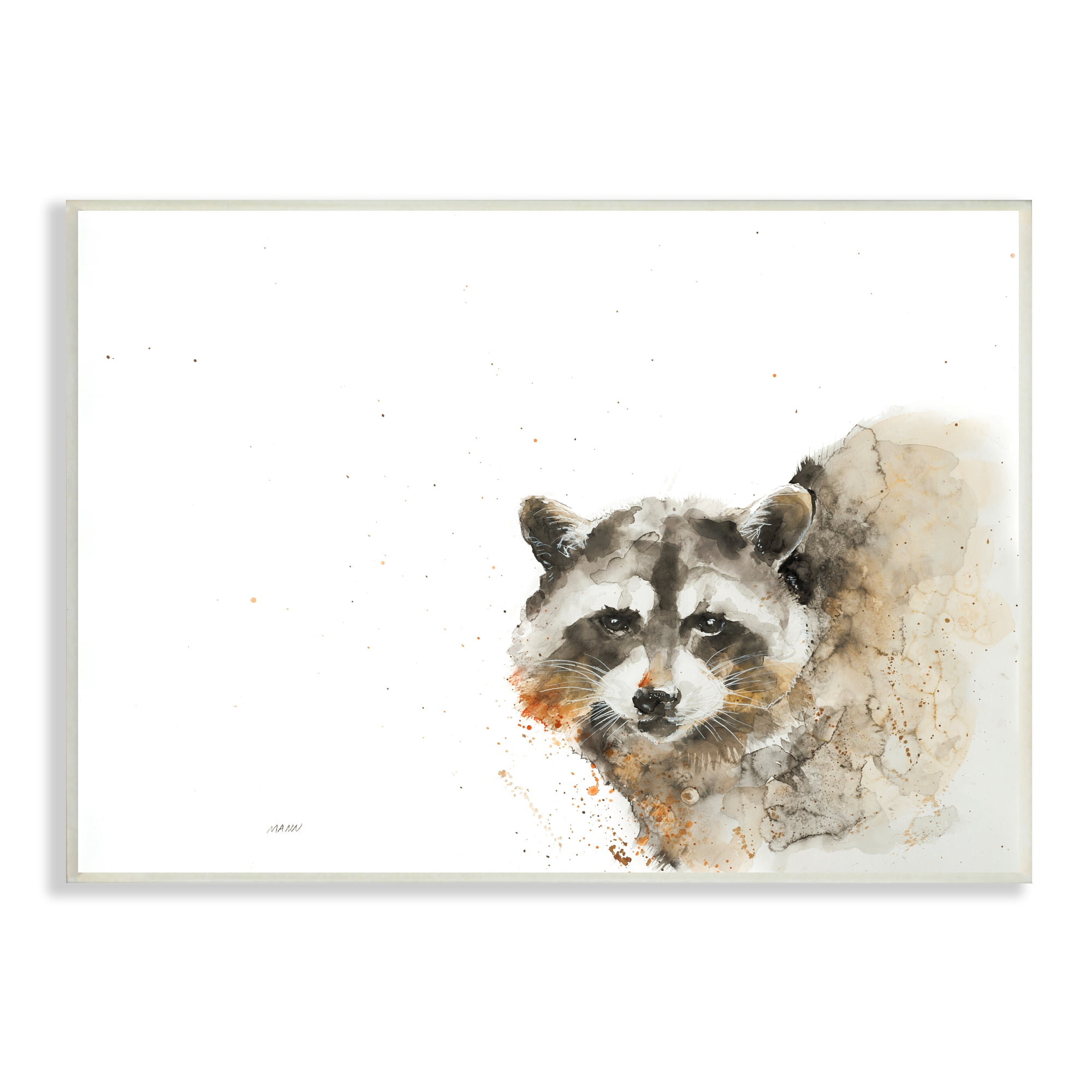 Stupell Industries Forest Raccoon Watercolor Portrait Modern Abstract Painting, 19 x 13, Design by Patti Mann