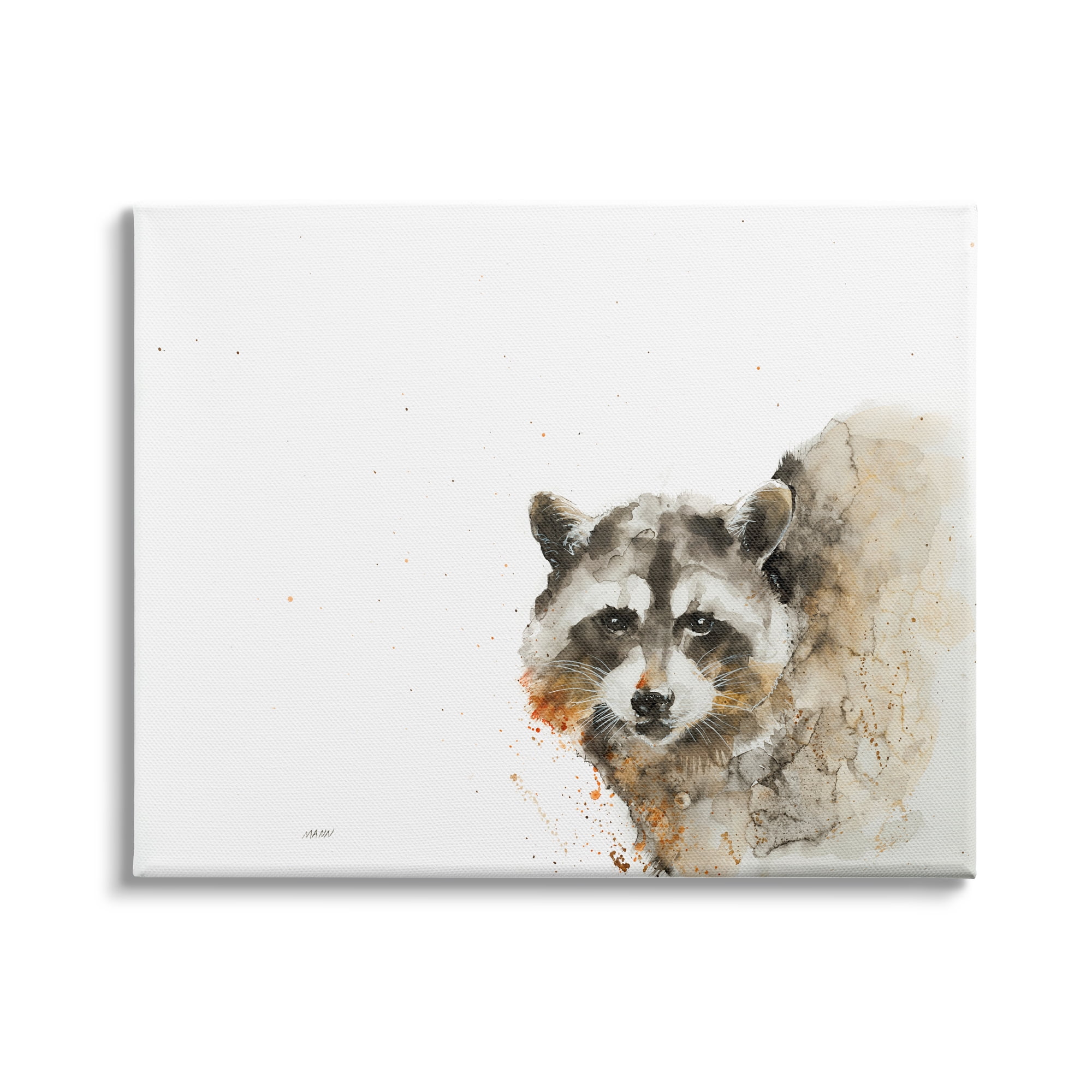 Stupell Industries Forest Raccoon Watercolor Portrait Modern Abstract Painting, 30 x 24, Design by Patti Mann