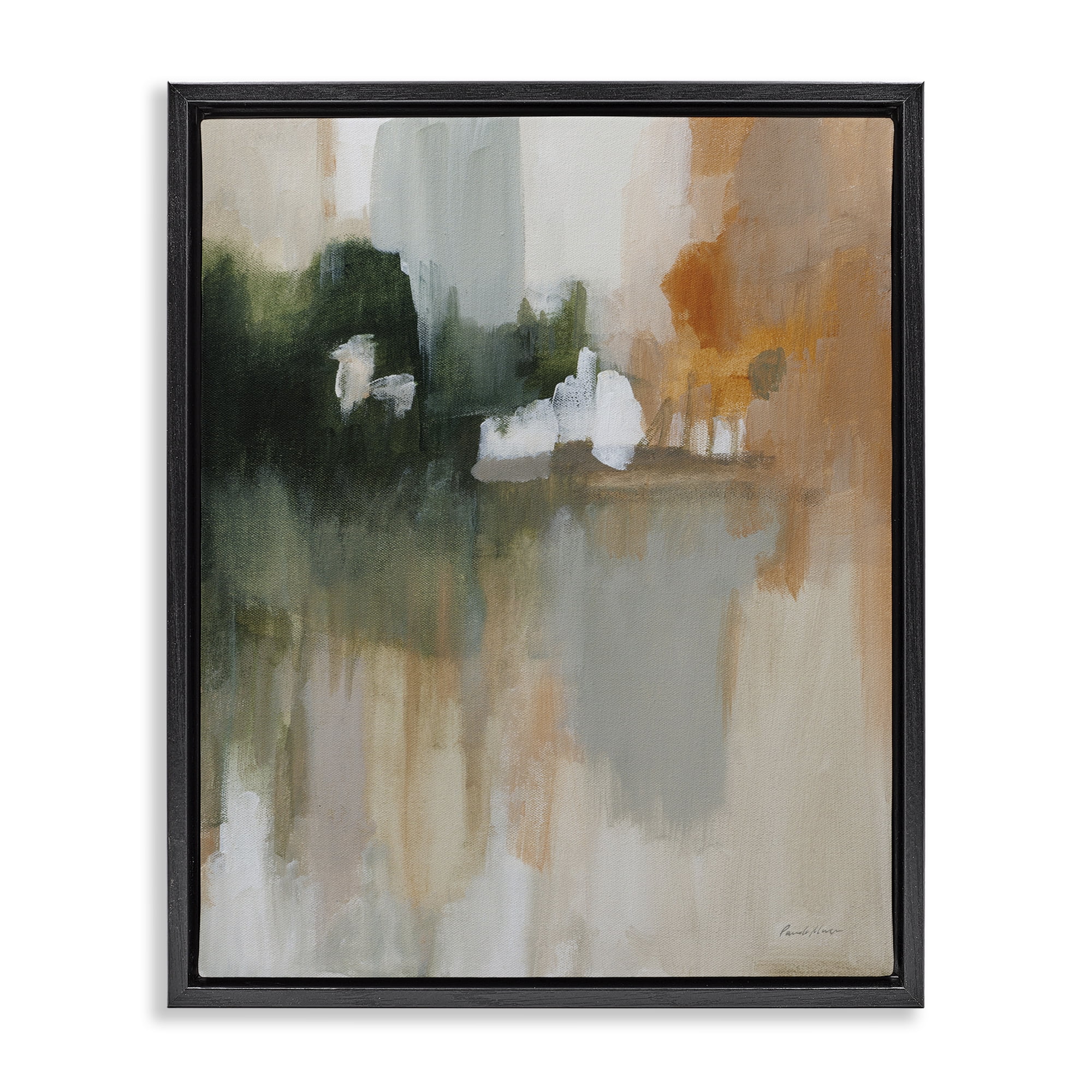 Stupell Industries Forest Secrets Abstraction Abstract Painting Black Floater Framed Canvas Art Print Wall Art, 25 x 31
