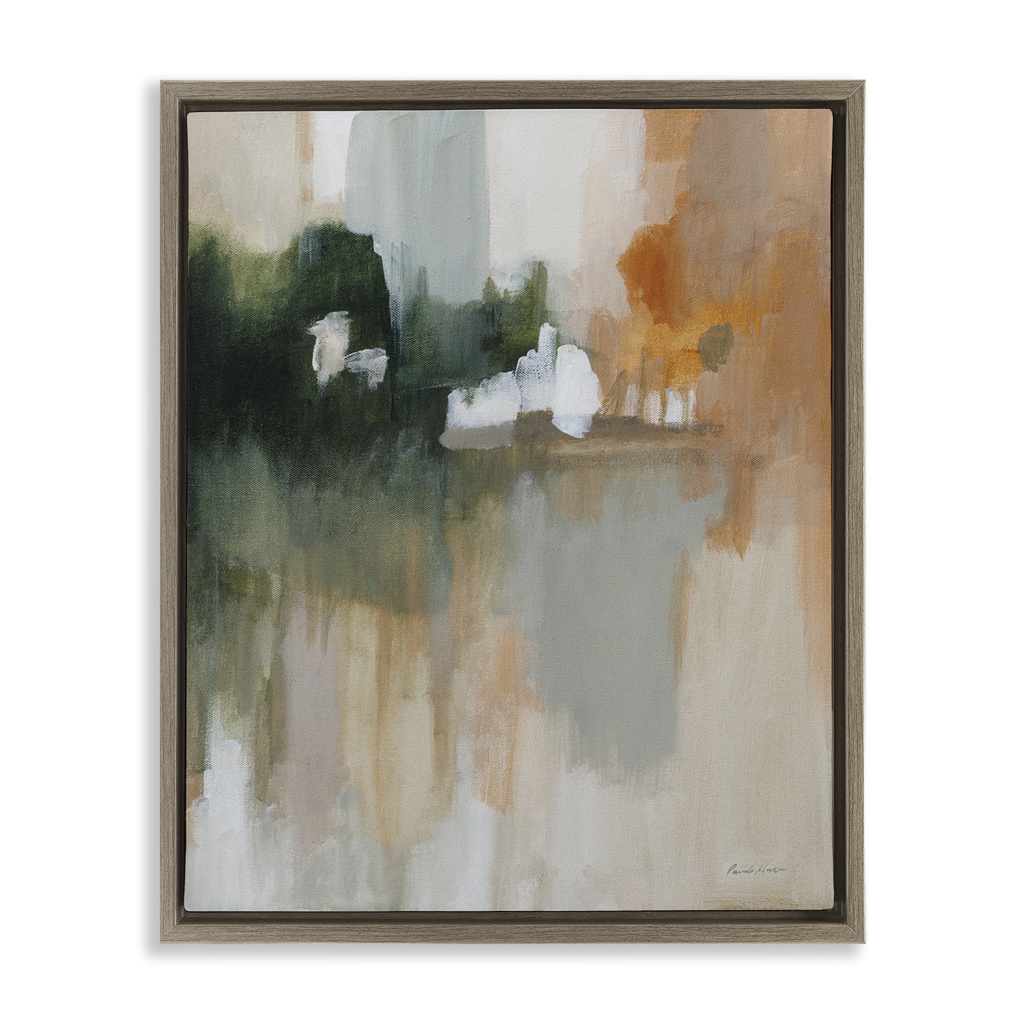Stupell Industries Forest Secrets Abstraction Abstract Painting Brown Floater Framed Canvas Art Print Wall Art, 17 x 21