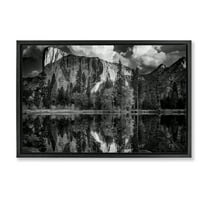 Stupell Industries Forest Trees Lake Reflection Landscape & Nature Photography Black Floater Framed Canvas Art Print Wall Art, 25 x 17