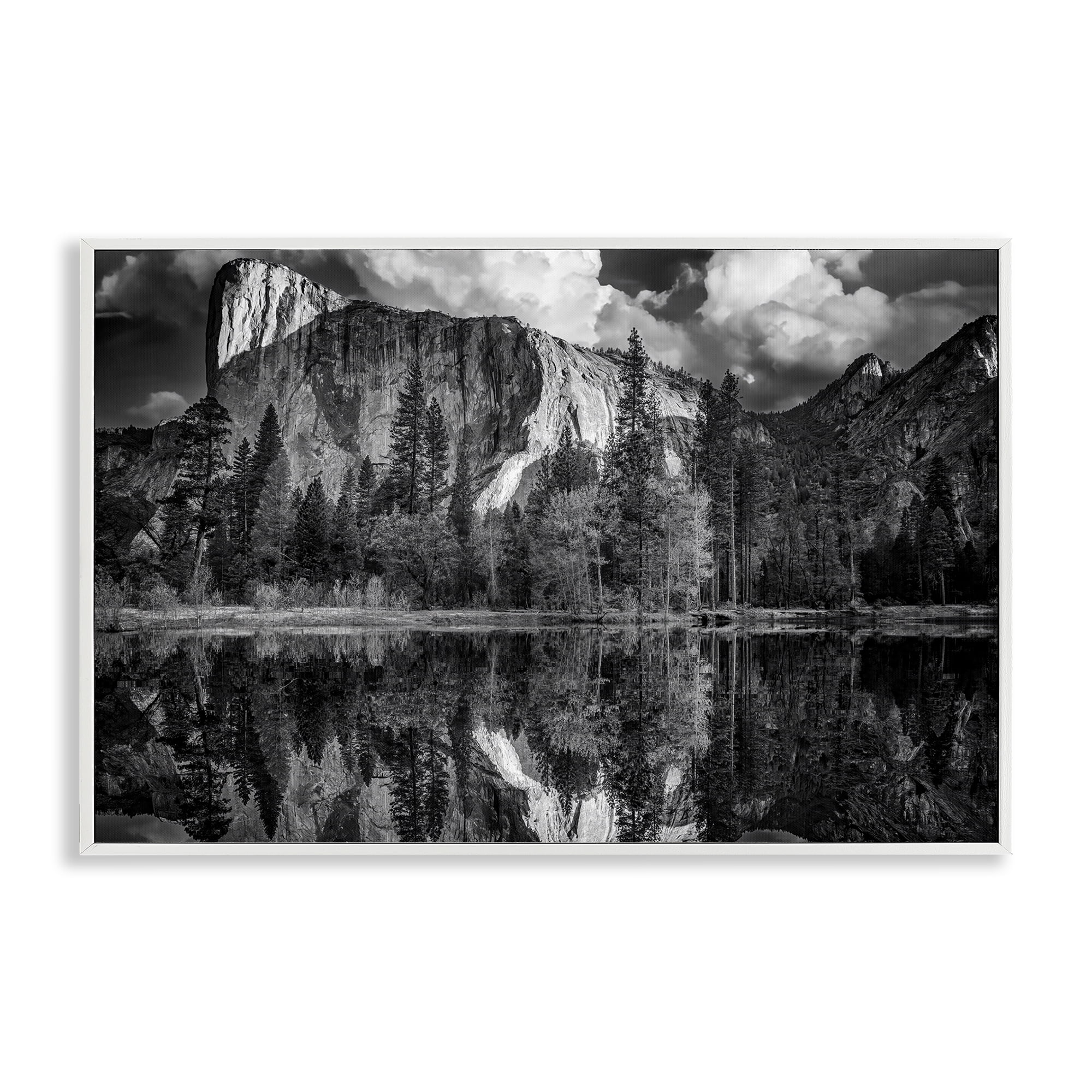 Stupell Industries Forest Trees Lake Reflection Landscape & Nature Photography White Framed Art Print Wall Art, 18 x 12