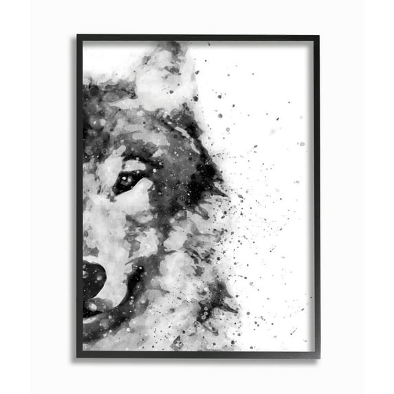 Stupell Industries Forest Wolf Wild Animal Watercolor Pop Black White Framed Wall Art Design by Brandon Wong, 11" x 14", Black Framed