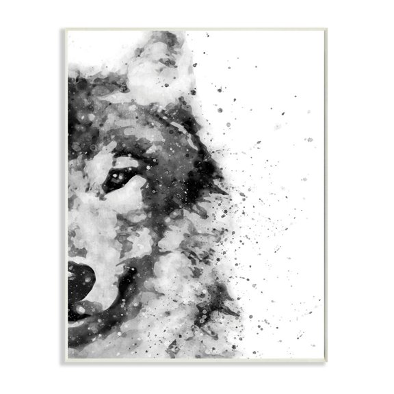 Stupell Industries Forest Wolf Wild Animal Watercolor Pop Black White Unframed Art Print Wall Art, 10x15, by Brandon Wong