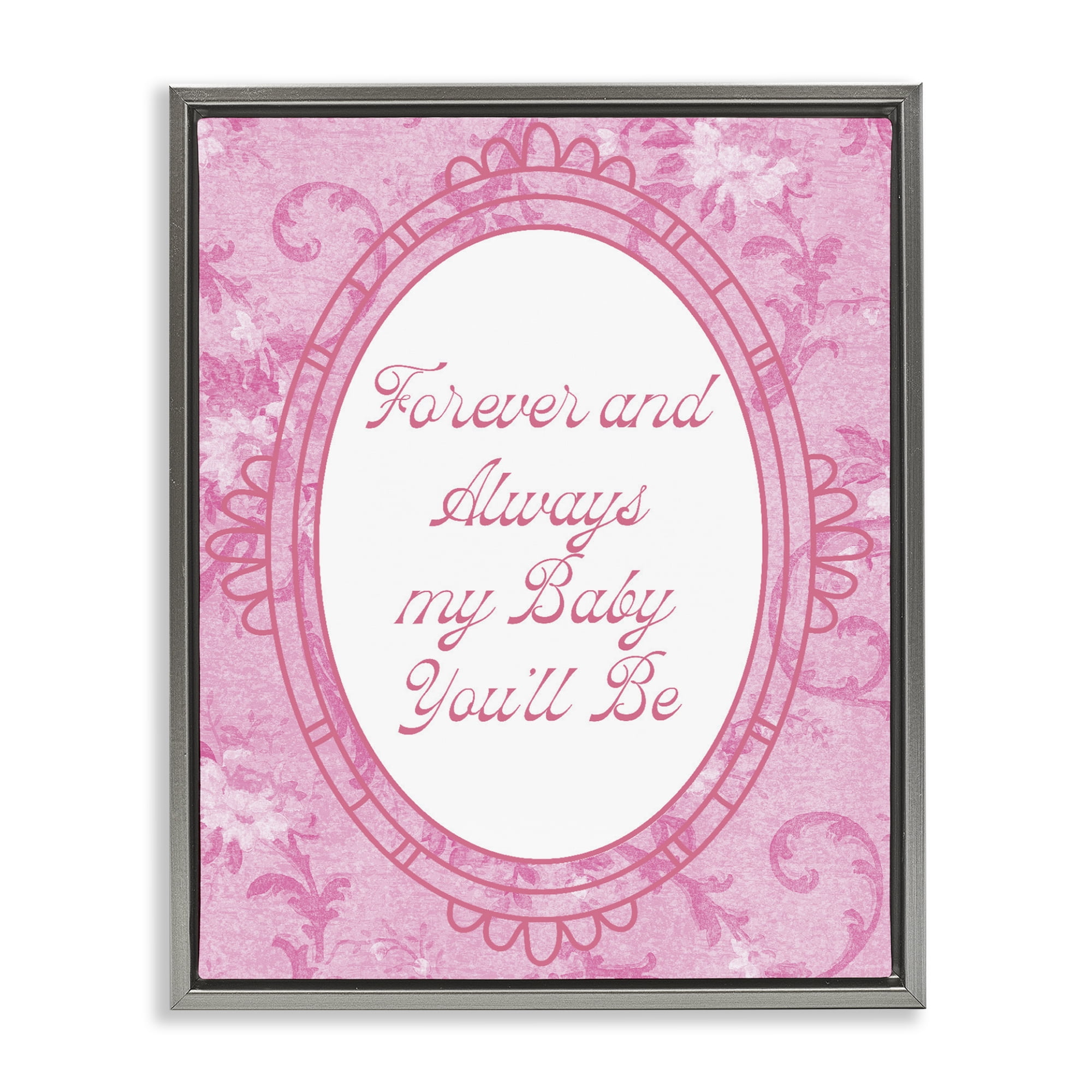 Stupell Industries Forever & Always My Baby Gray Framed Floater Canvas Wall Art, design by Lil' Rue