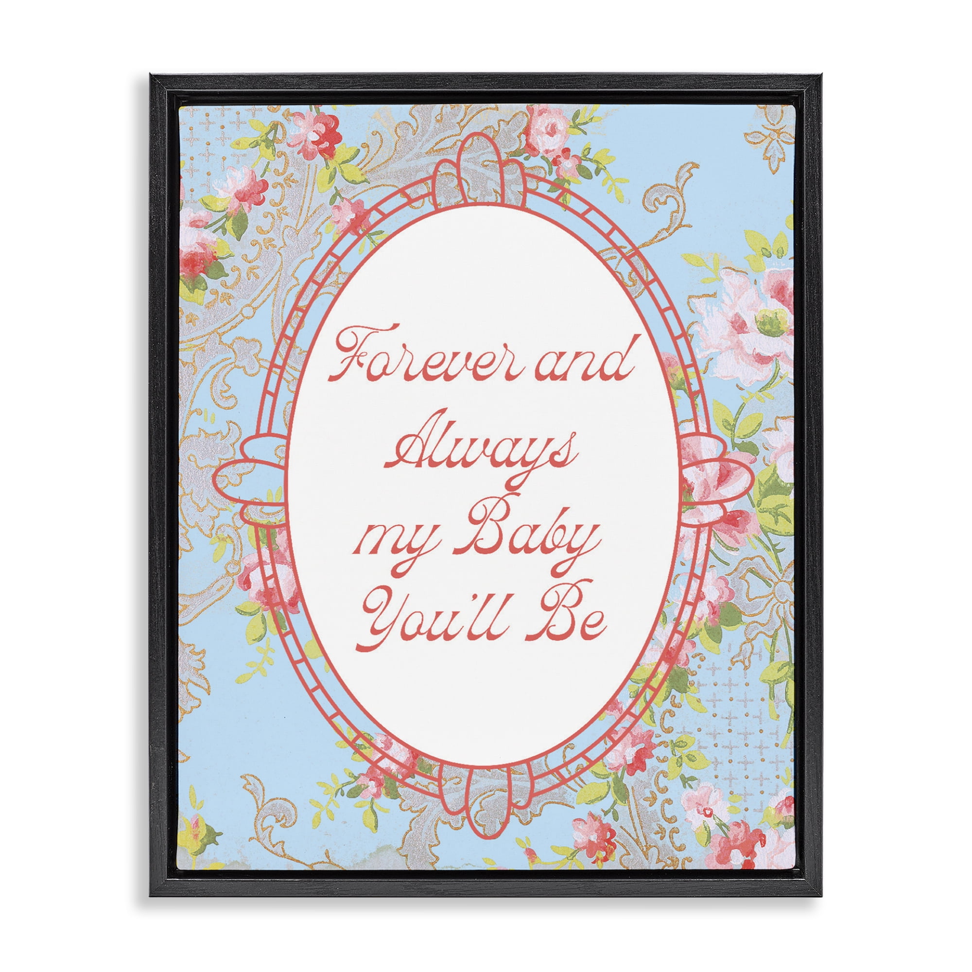 Stupell Industries Forever And Always My Baby Black Framed Floater Canvas Wall Art, design by Lil' Rue