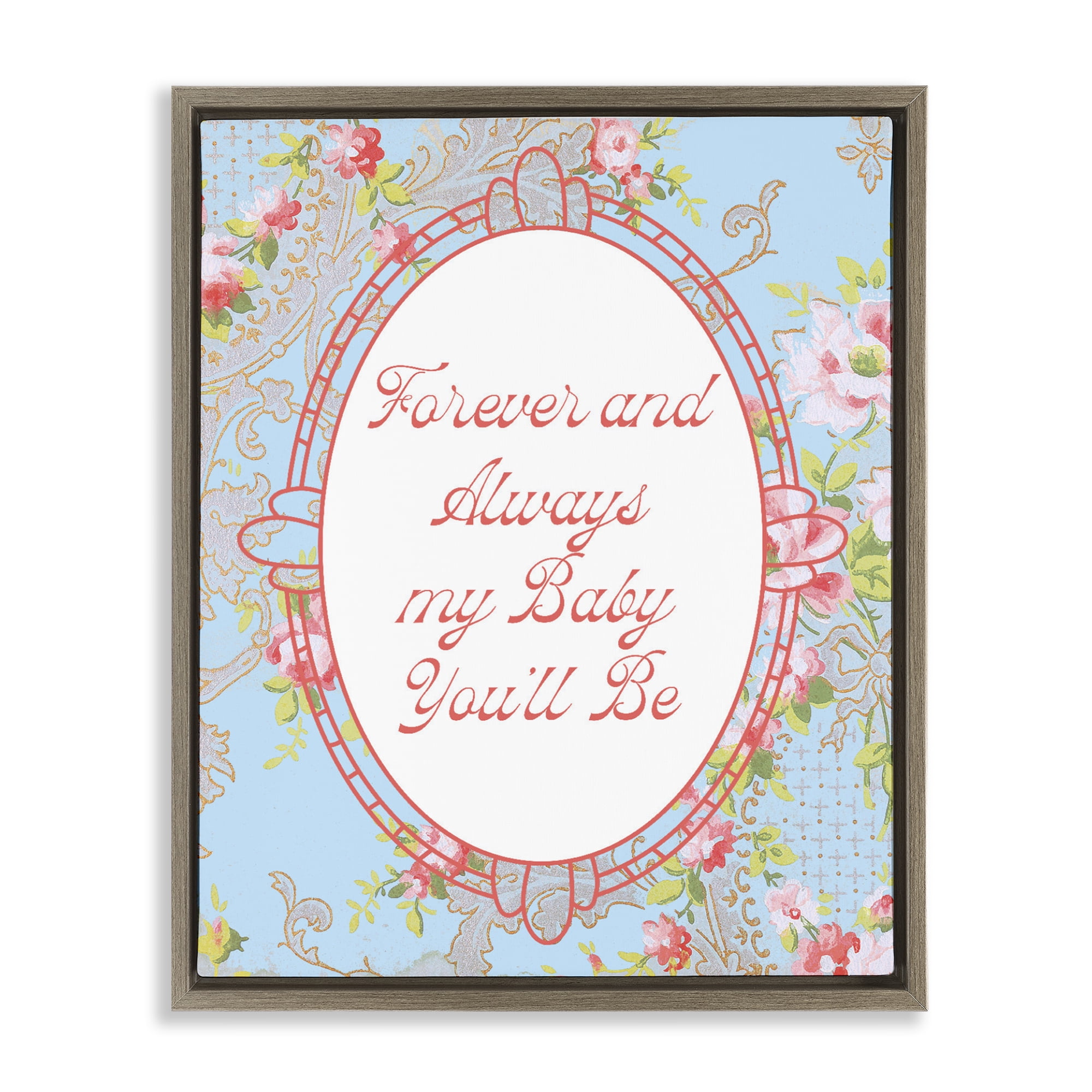 Stupell Industries Forever And Always My Baby Brown Framed Floater Canvas Wall Art, design by Lil' Rue