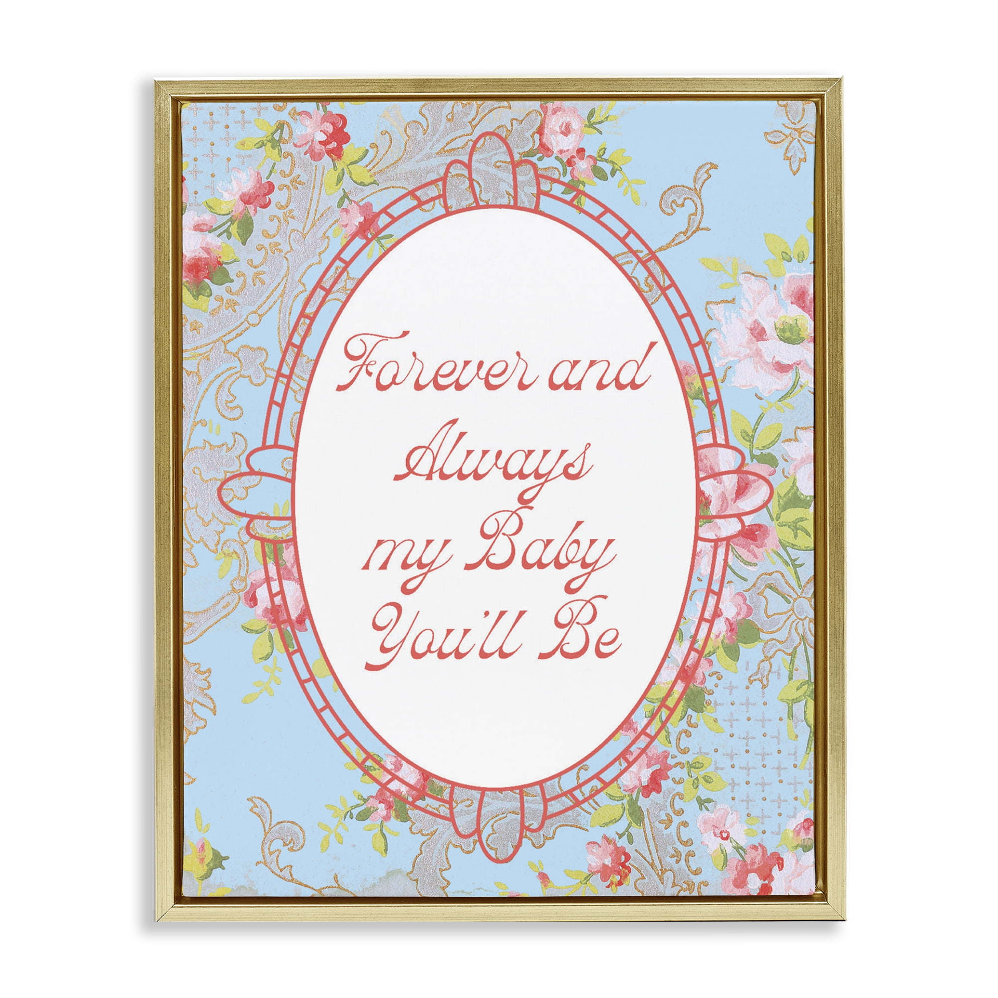 Stupell Industries Forever And Always My Baby Gold Framed Floater Canvas Wall Art, design by Lil' Rue