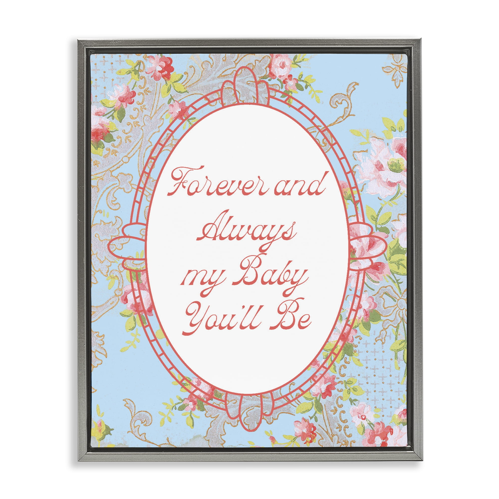 Stupell Industries Forever And Always My Baby Gray Framed Floater Canvas Wall Art, design by Lil' Rue