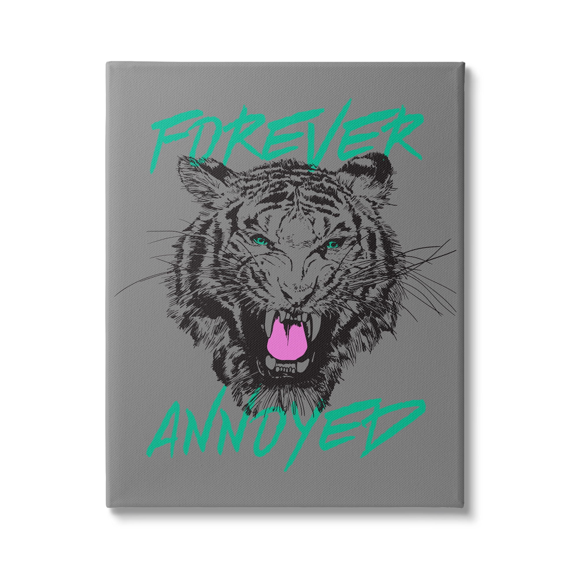 Stupell Industries Forever Annoyed Tiger Animals & Insects Painting Gallery Wrapped Canvas Art Print Wall Art, 36 x 48