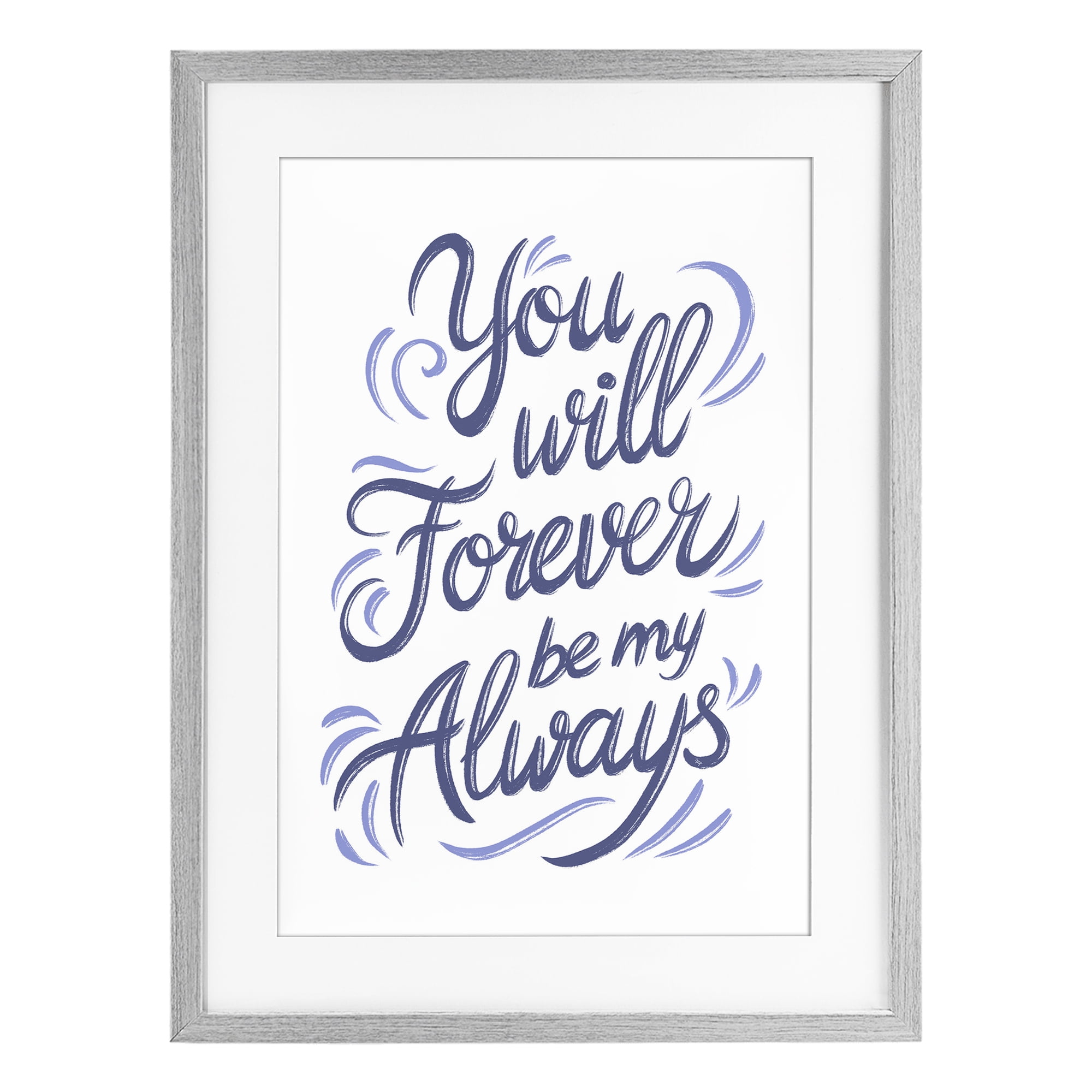 Stupell Industries Forever Be My Always Gray Framed Print Under Glass, design by Martina Pavlova