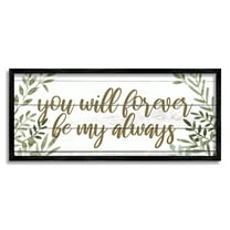 Stupell Industries Forever Be My Always Romantic Botanical Sprig Border Graphic Art Black Framed Art Print Wall Art, Design by Grace Popp