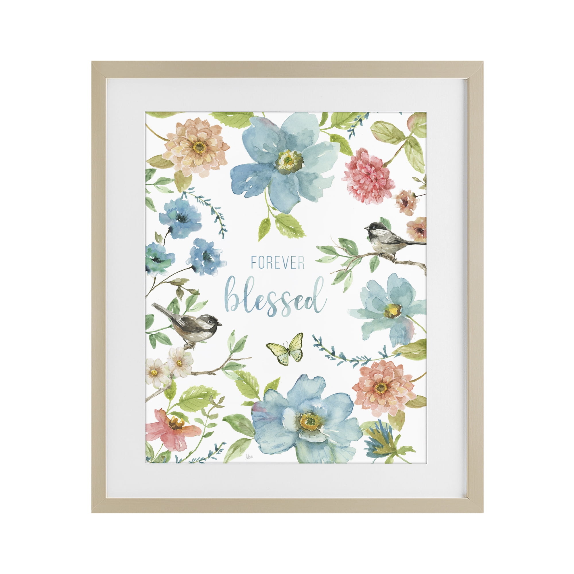 Stupell Industries Forever Blessed Pink & Blue Birch Framed Print Under Glass, design by Nan