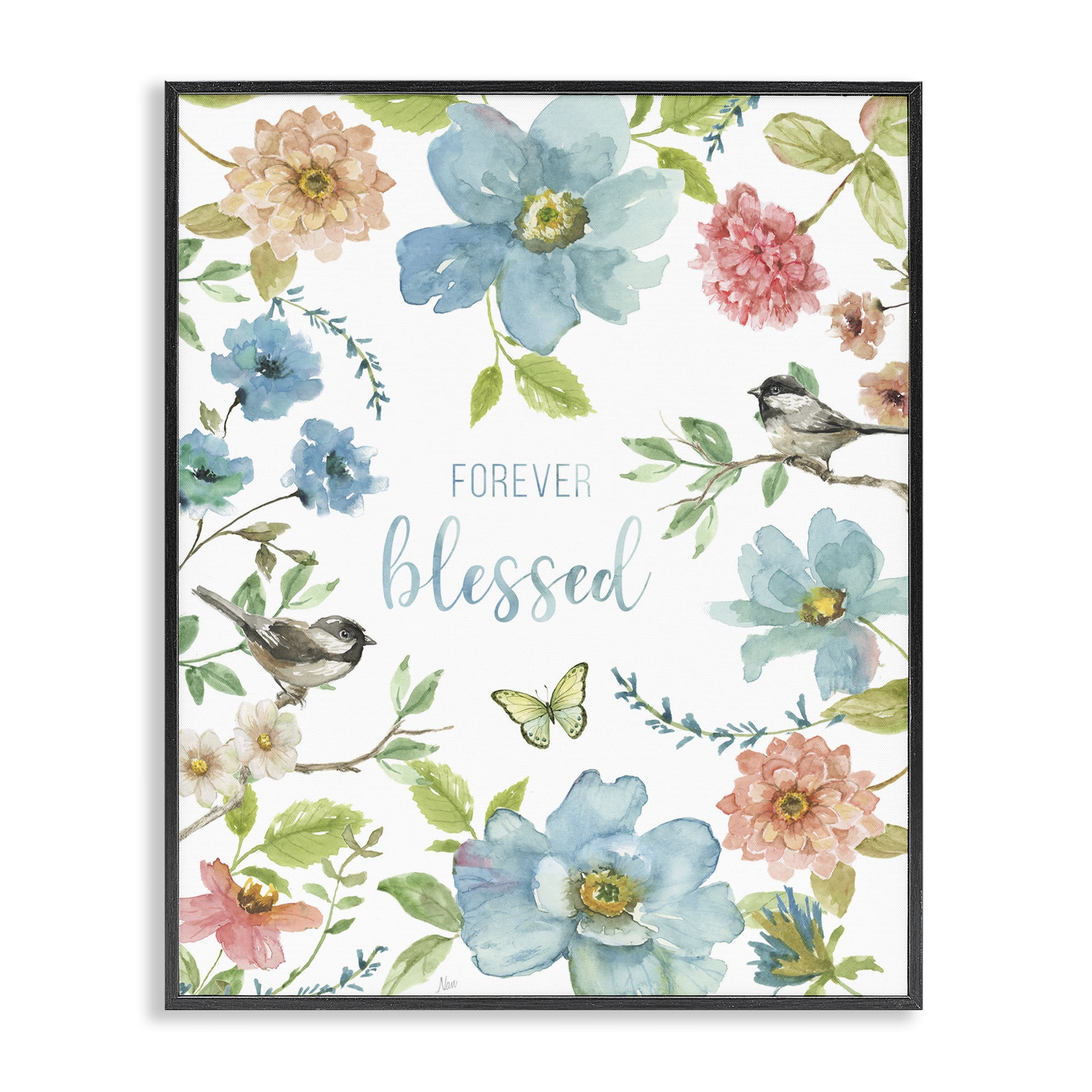 Stupell Industries Forever Blessed Pink & Blue Black Framed Giclee Art, design by Nan