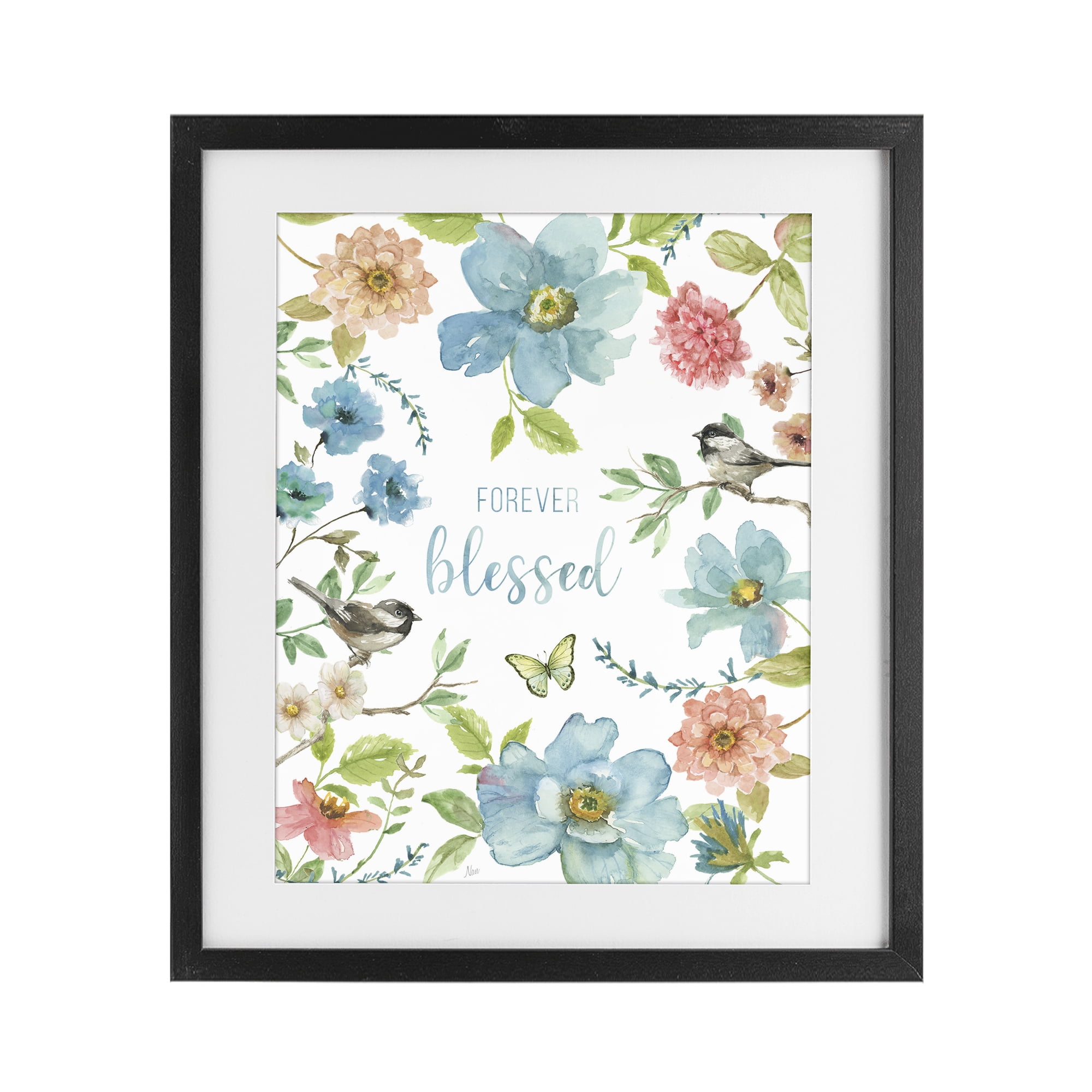 Stupell Industries Forever Blessed Pink & Blue Black Framed Print Under Glass, design by Nan