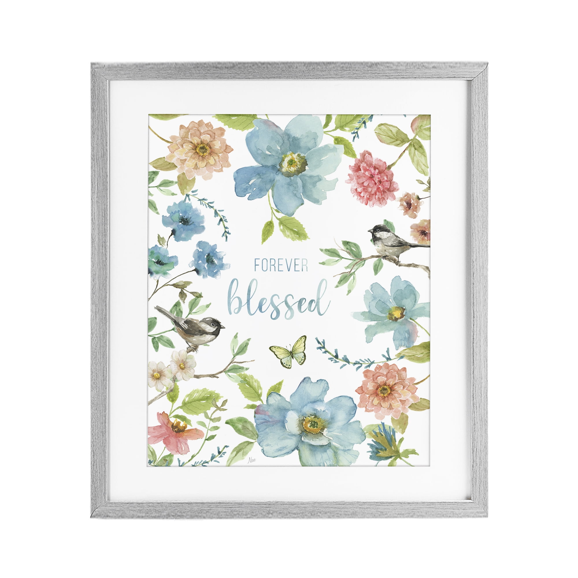 Stupell Industries Forever Blessed Pink & Blue Gray Framed Print Under Glass, design by Nan
