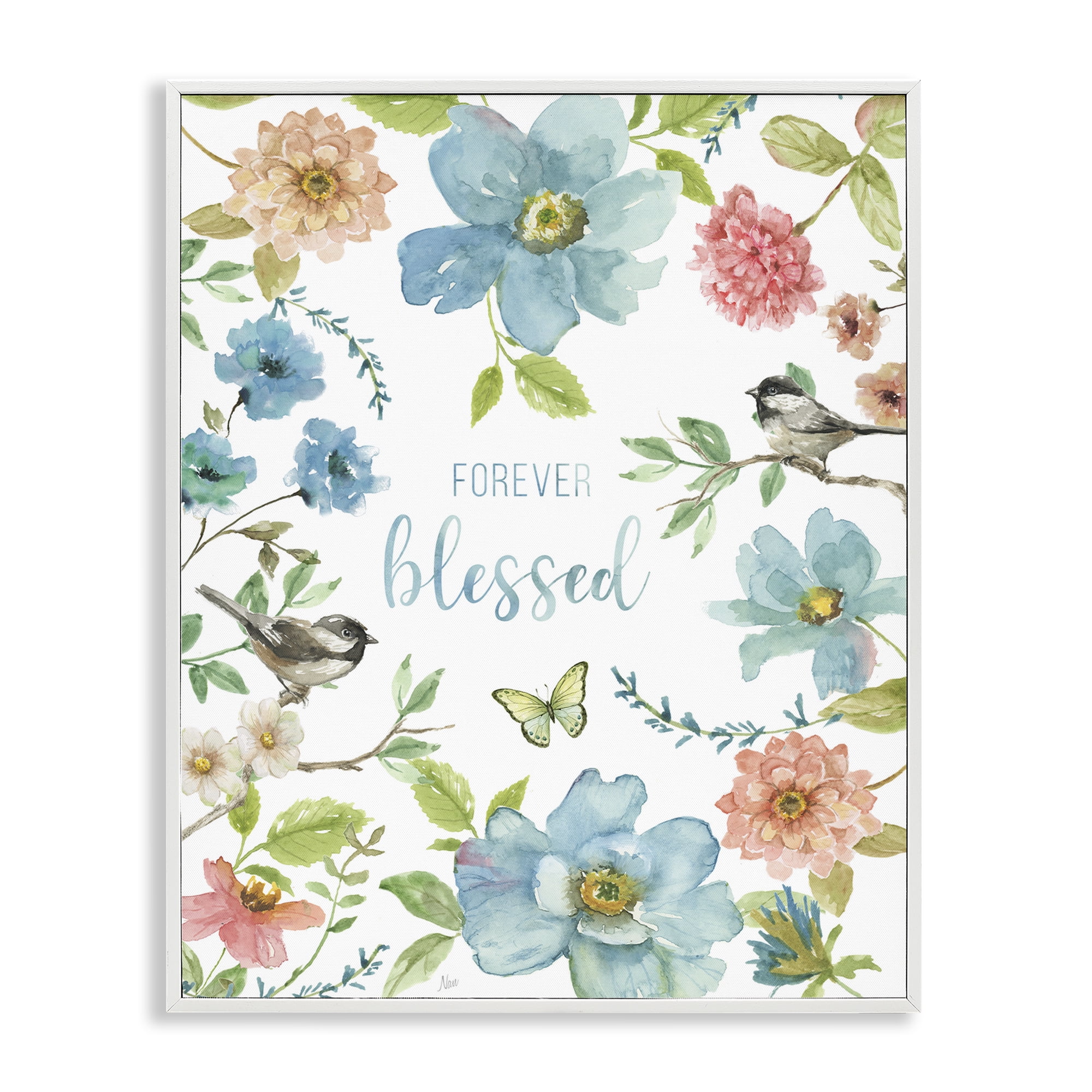Stupell Industries Forever Blessed Pink & Blue White Framed Giclee Art, design by Nan