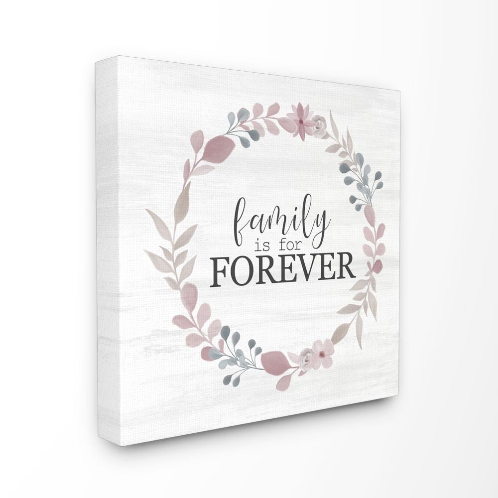 Stupell Industries Forever Family Home Inspirational Word Pink Blue Grey Design Canvas Wall Art by Kimberly Allen