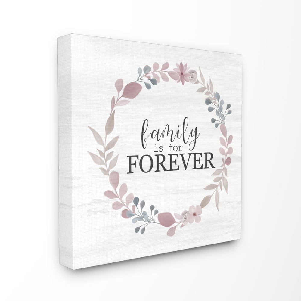 Stupell Industries Forever Family Home Inspirational Word Pink Blue Grey Design Canvas Wall Art by Kimberly Allen