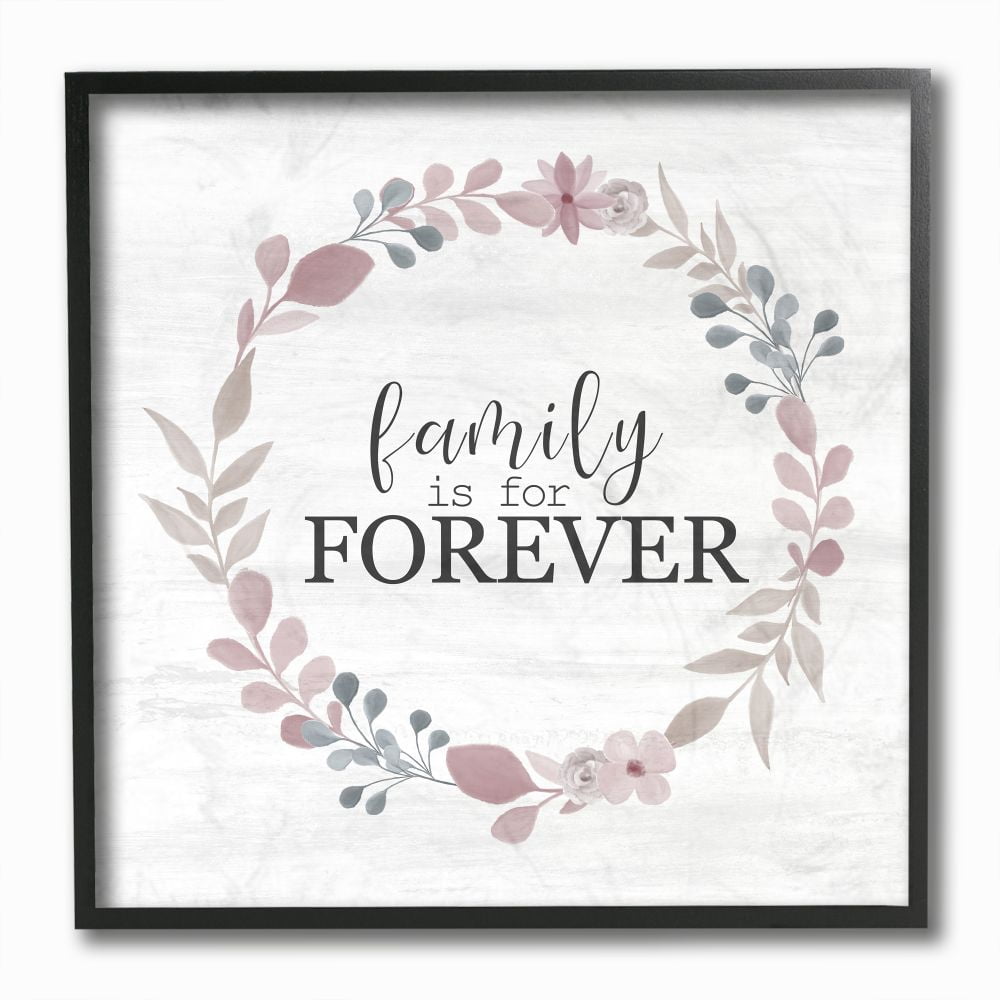 Stupell Industries Forever Family Home Inspirational Word Pink Blue Grey Design Framed Giclee Texturized Art by Kimberly Allen