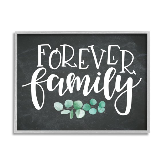Stupell Industries Forever Family Motivational Phrase Green Eucalyptus Plant, 14 x 11, Design by ND Art