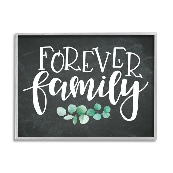 Stupell Industries Forever Family Motivational Phrase Green Eucalyptus Plant, 20 x 16, Design by ND Art