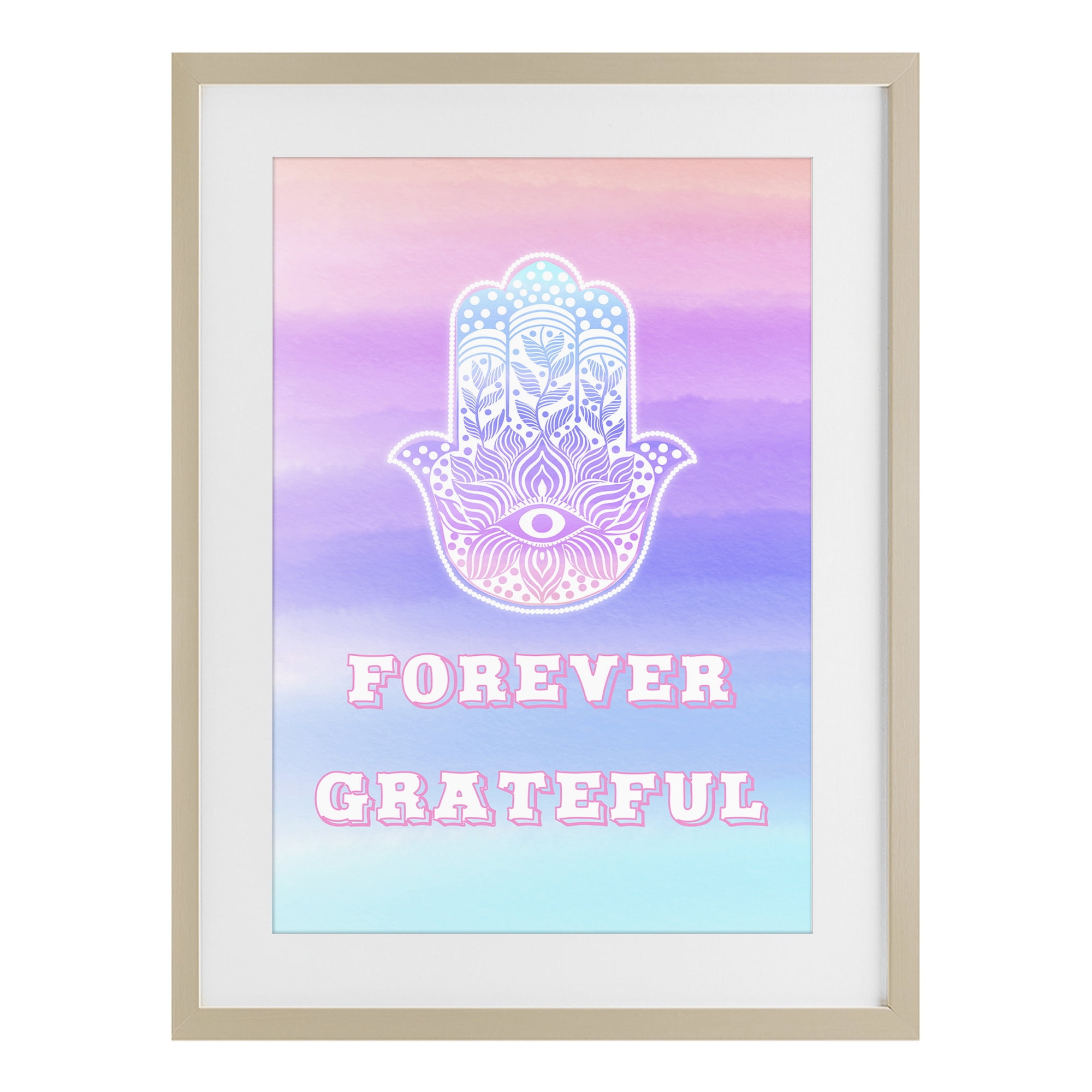 Stupell Industries Forever Grateful Hamsa Birch Framed Print Under Glass, design by Pooja Dave