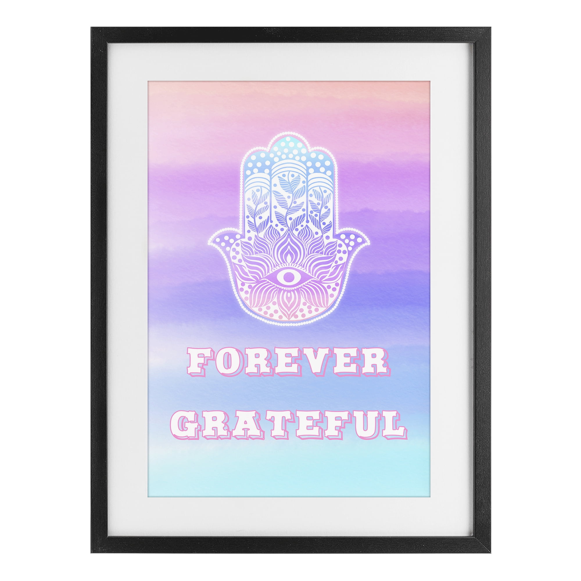 Stupell Industries Forever Grateful Hamsa Black Framed Print Under Glass, design by Pooja Dave