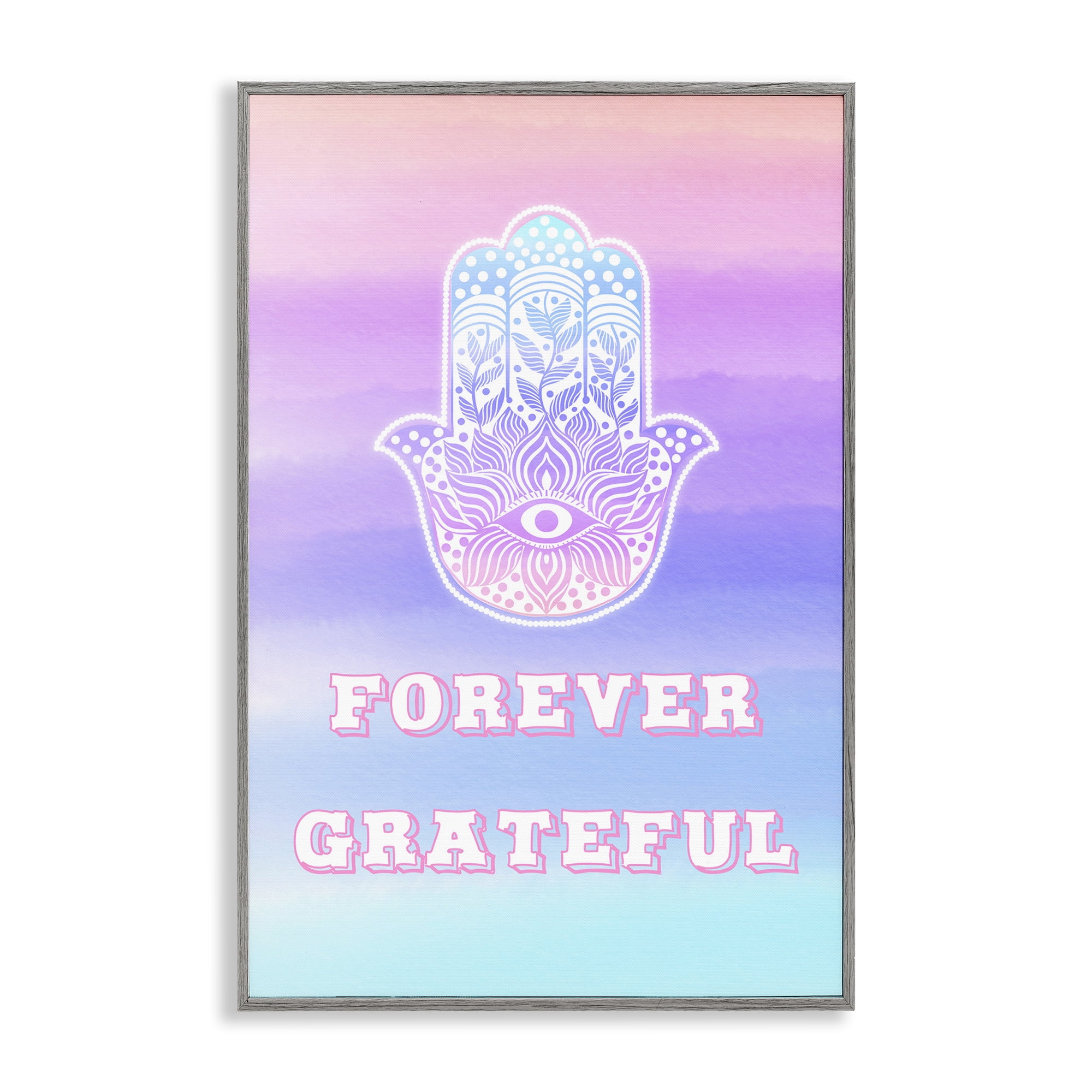 Stupell Industries Forever Grateful Hamsa Gray Framed Giclee Art, design by Pooja Dave