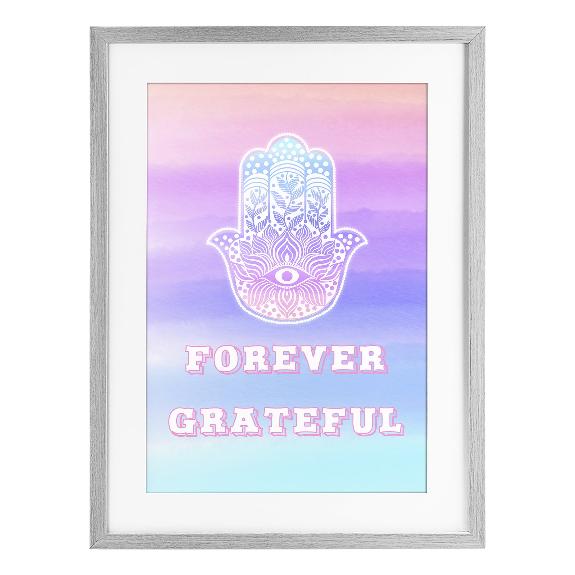 Stupell Industries Forever Grateful Hamsa Gray Framed Print Under Glass, design by Pooja Dave