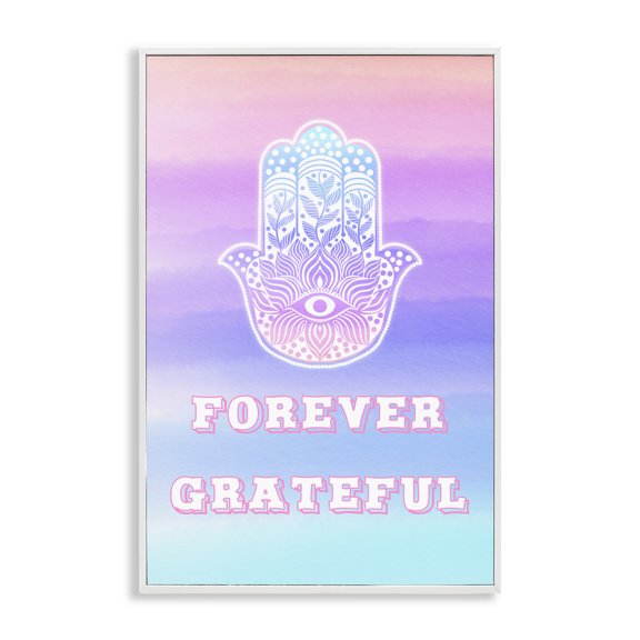 Stupell Industries Forever Grateful Hamsa White Framed Giclee Art, design by Pooja Dave
