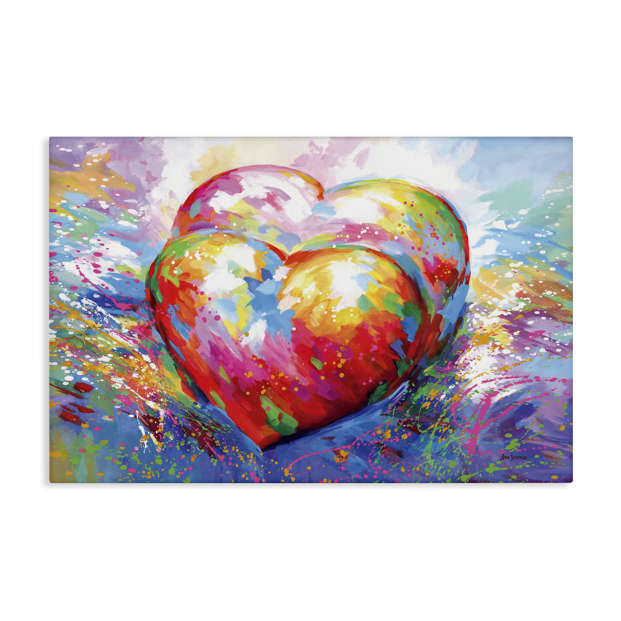Stupell Industries Forever In My Heart Abstraction Abstract Painting Gallery Wrapped Canvas Art Print Wall Art, 36 x 24