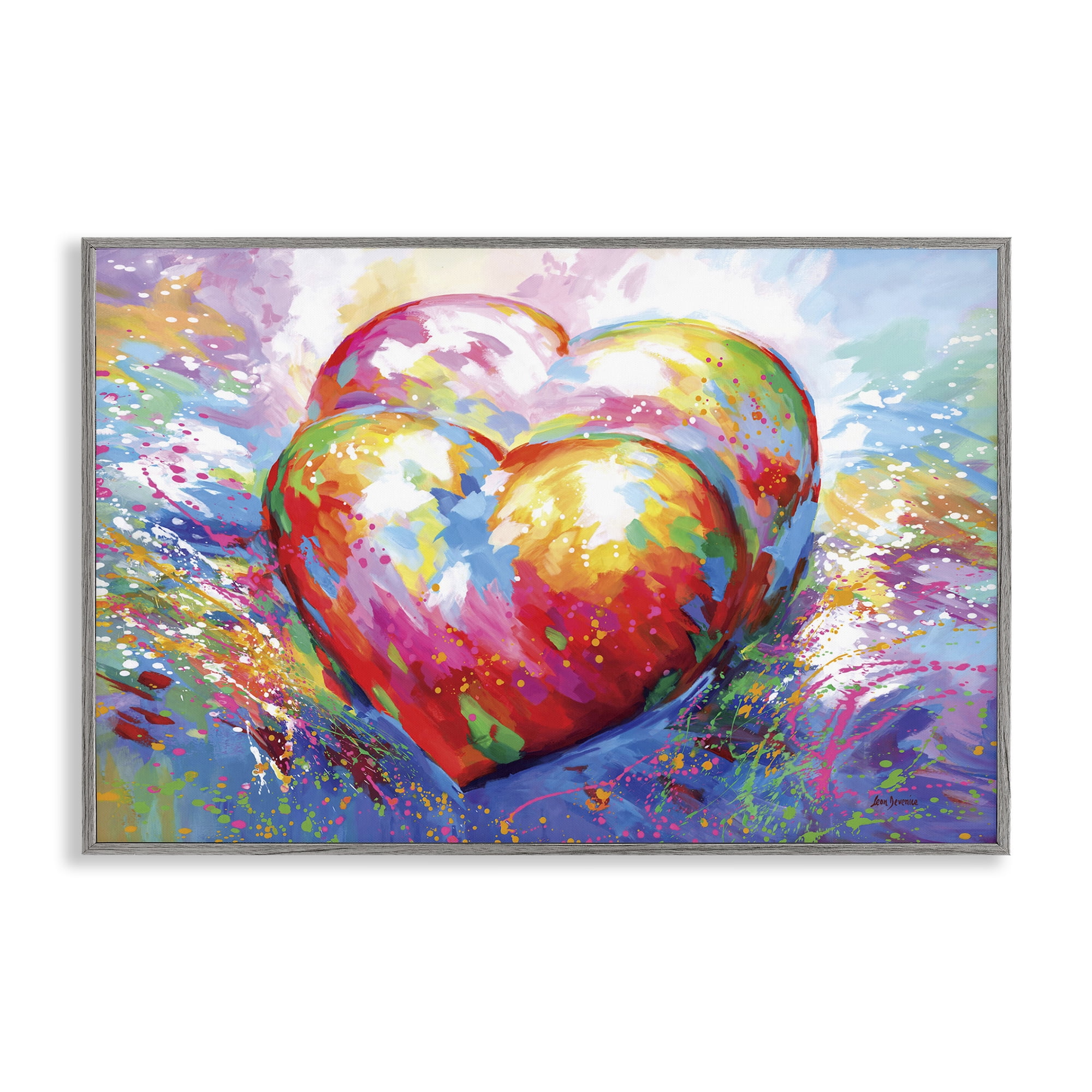Stupell Industries Forever In My Heart Abstraction Abstract Painting Gray Framed Art Print Wall Art, 18 x 12