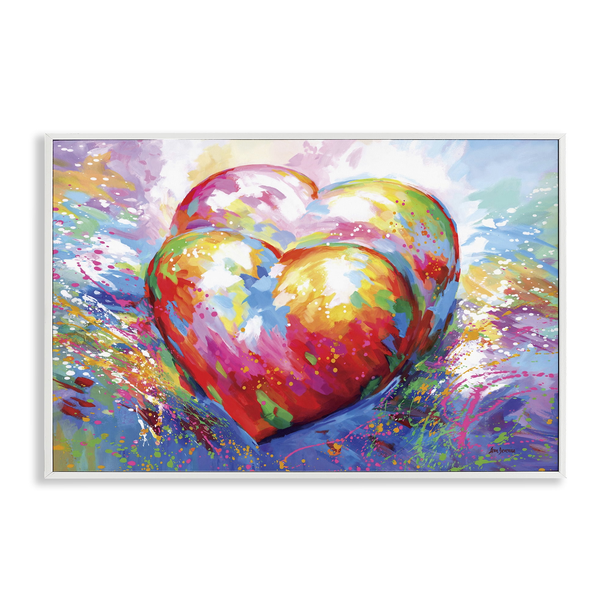 Stupell Industries Forever In My Heart Abstraction Abstract Painting White Framed Art Print Wall Art, 30 x 20