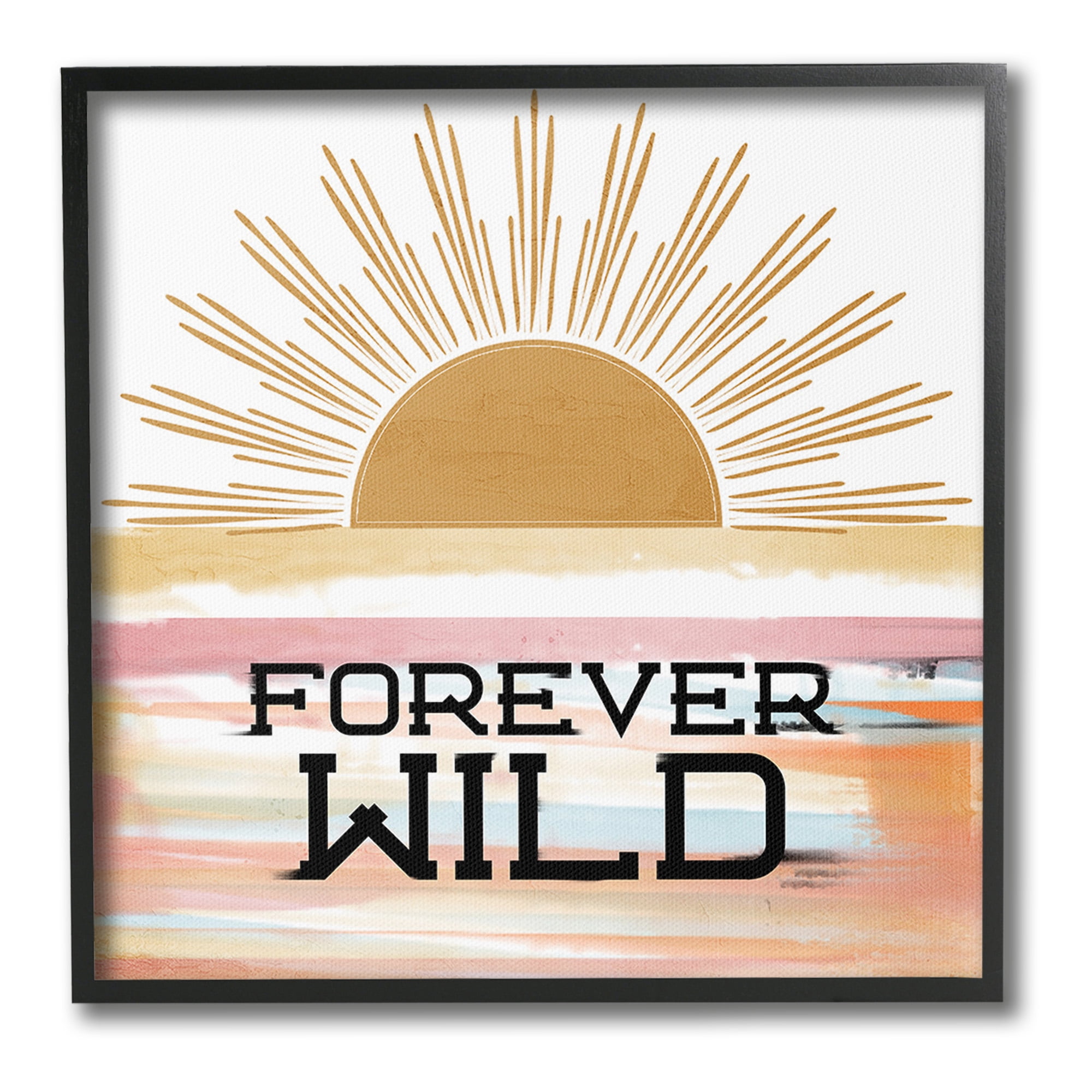 Stupell Industries Forever Wild Sun Rays Landscape Painting Black Framed Art Print Wall Art, 24 x 24