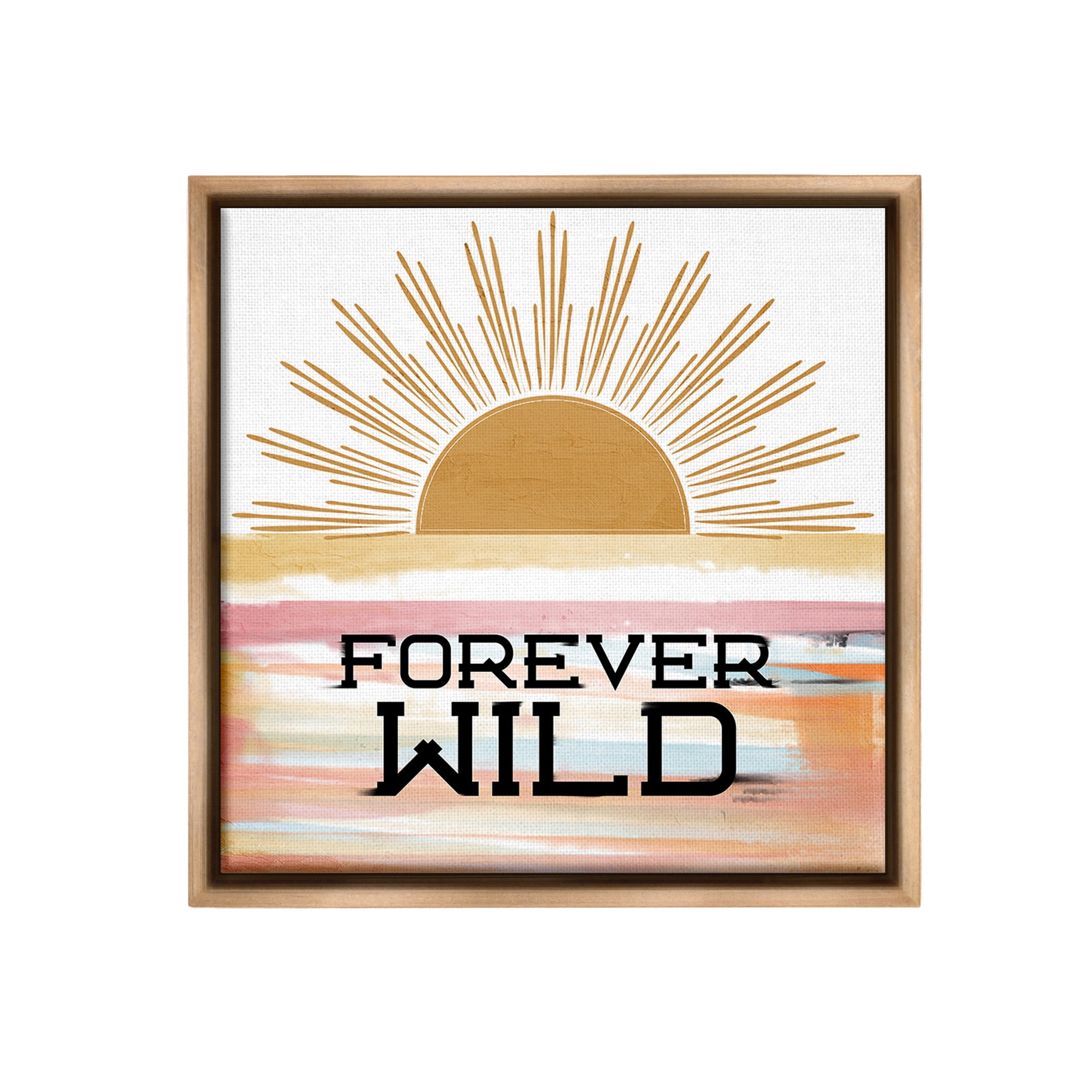 Stupell Industries Forever Wild Sun Rays Landscape Painting Brown Floater Framed Canvas Art Print Wall Art, 25 x 25