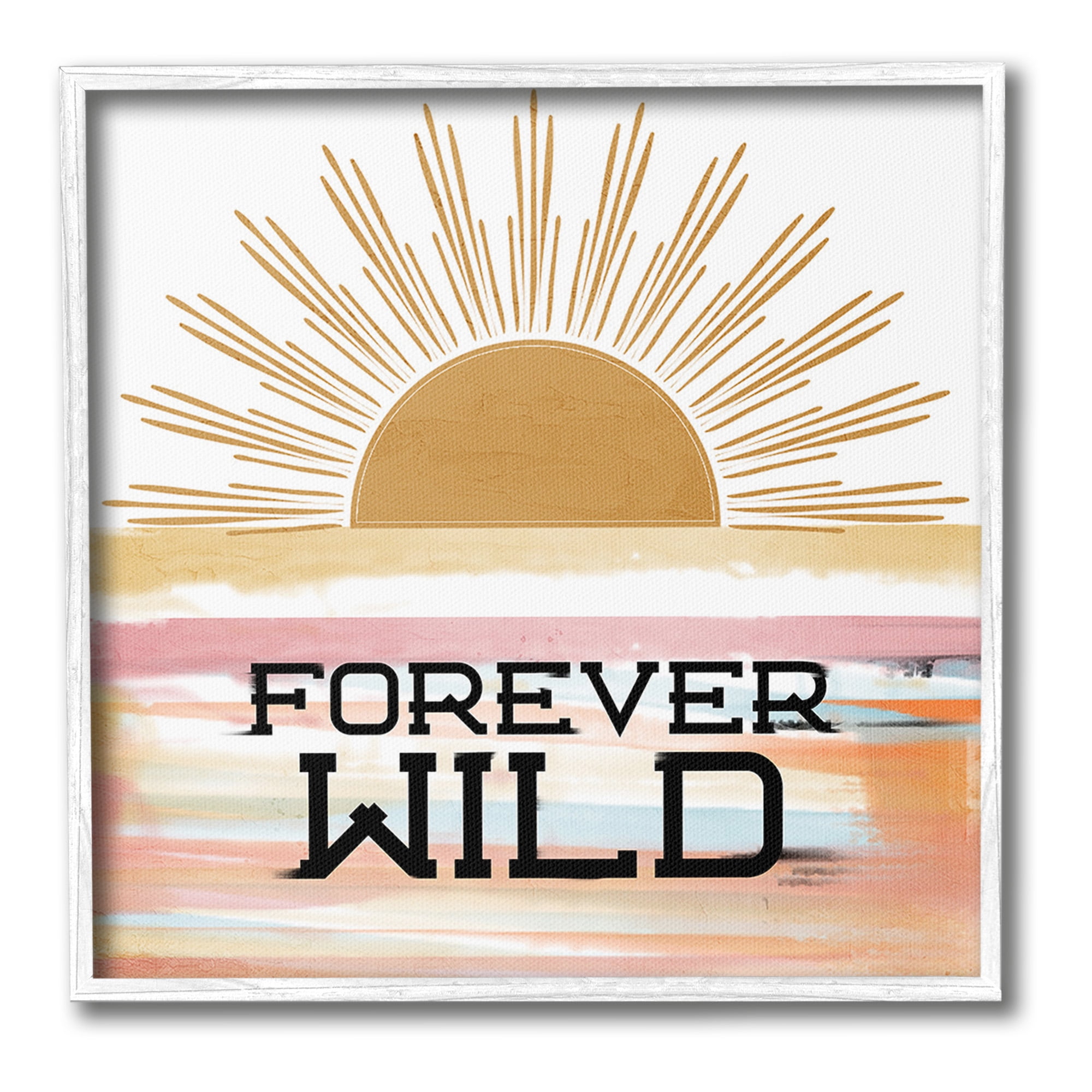 Stupell Industries Forever Wild Sun Rays Landscape Painting White Framed Art Print Wall Art, 24 x 24