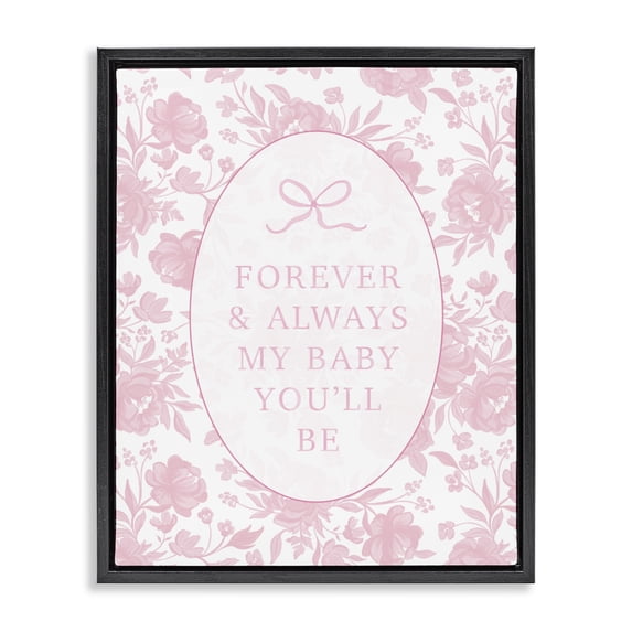 Stupell Industries French Country Forever and Always Pink Florals Black Floating Frame Canvas Art, 17 x 21, by Cherrywood Lane