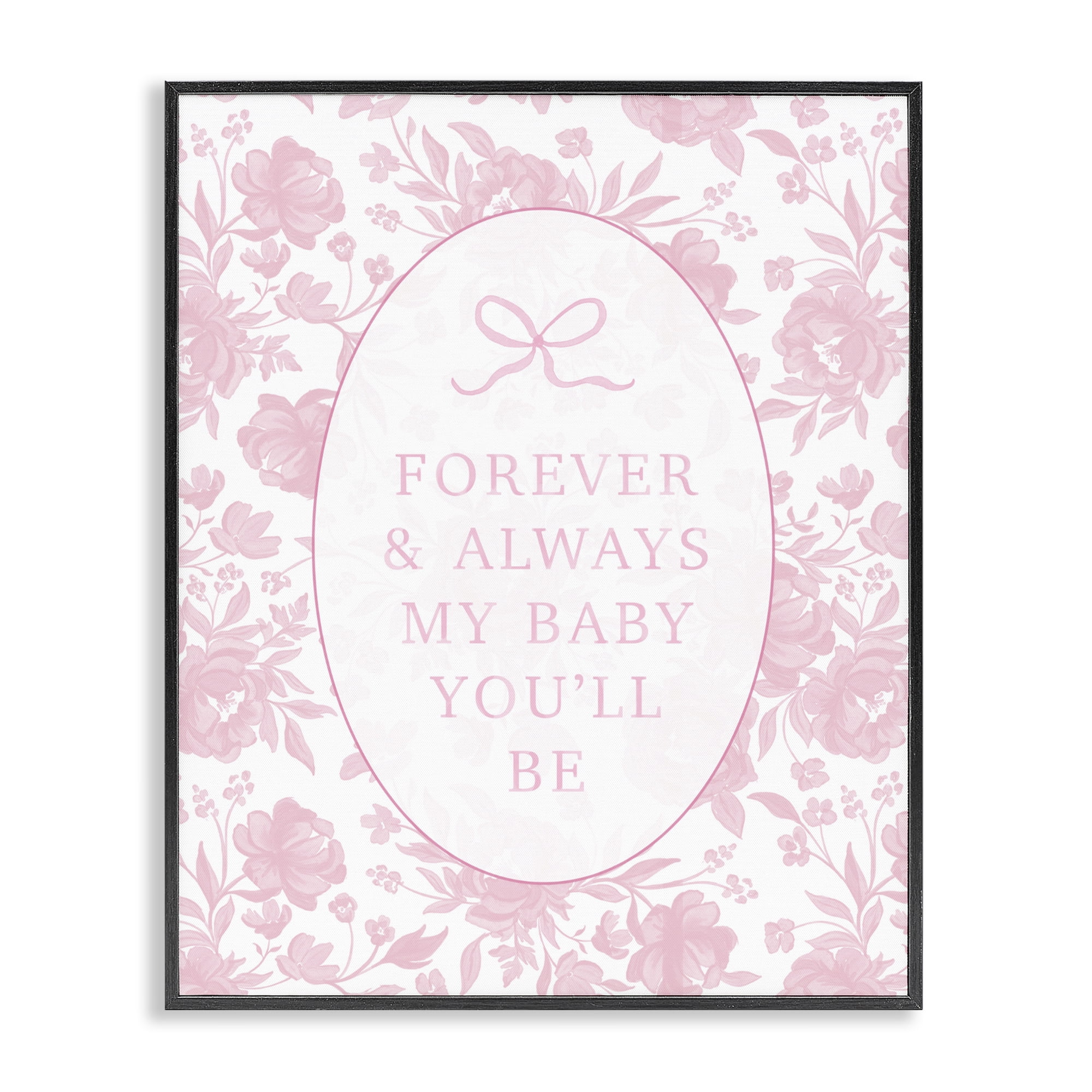 Stupell Industries Forever and Always Pink Florals Black Framed Giclee Art, design by Cherrywood Lane