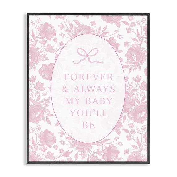 Stupell Industries French Country Forever and Always Pink Florals Black Framed Giclee Art, 11 x 14, by Cherrywood Lane