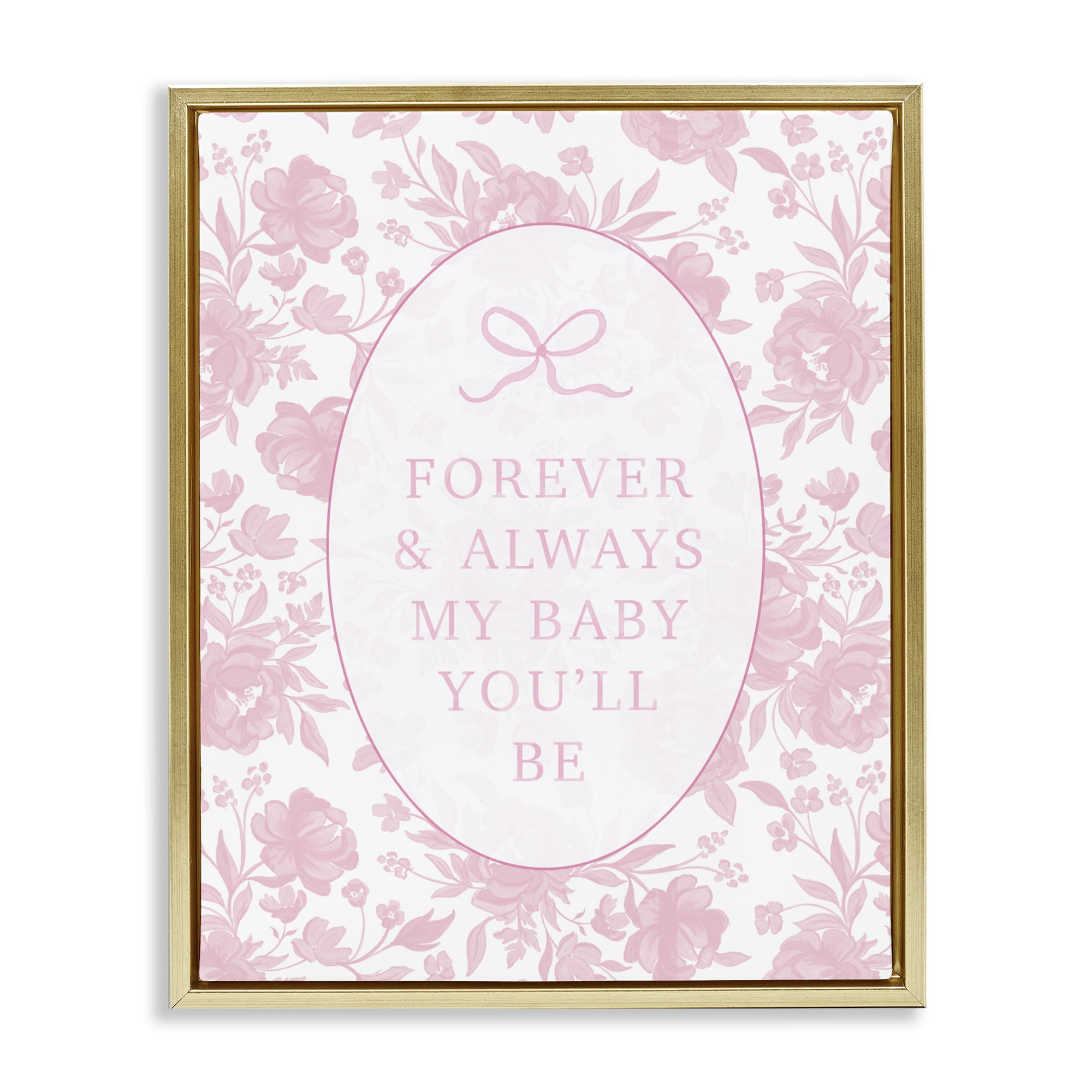 Stupell Industries Forever and Always Pink Florals Gold Framed Floater Canvas Wall Art, design by Cherrywood Lane