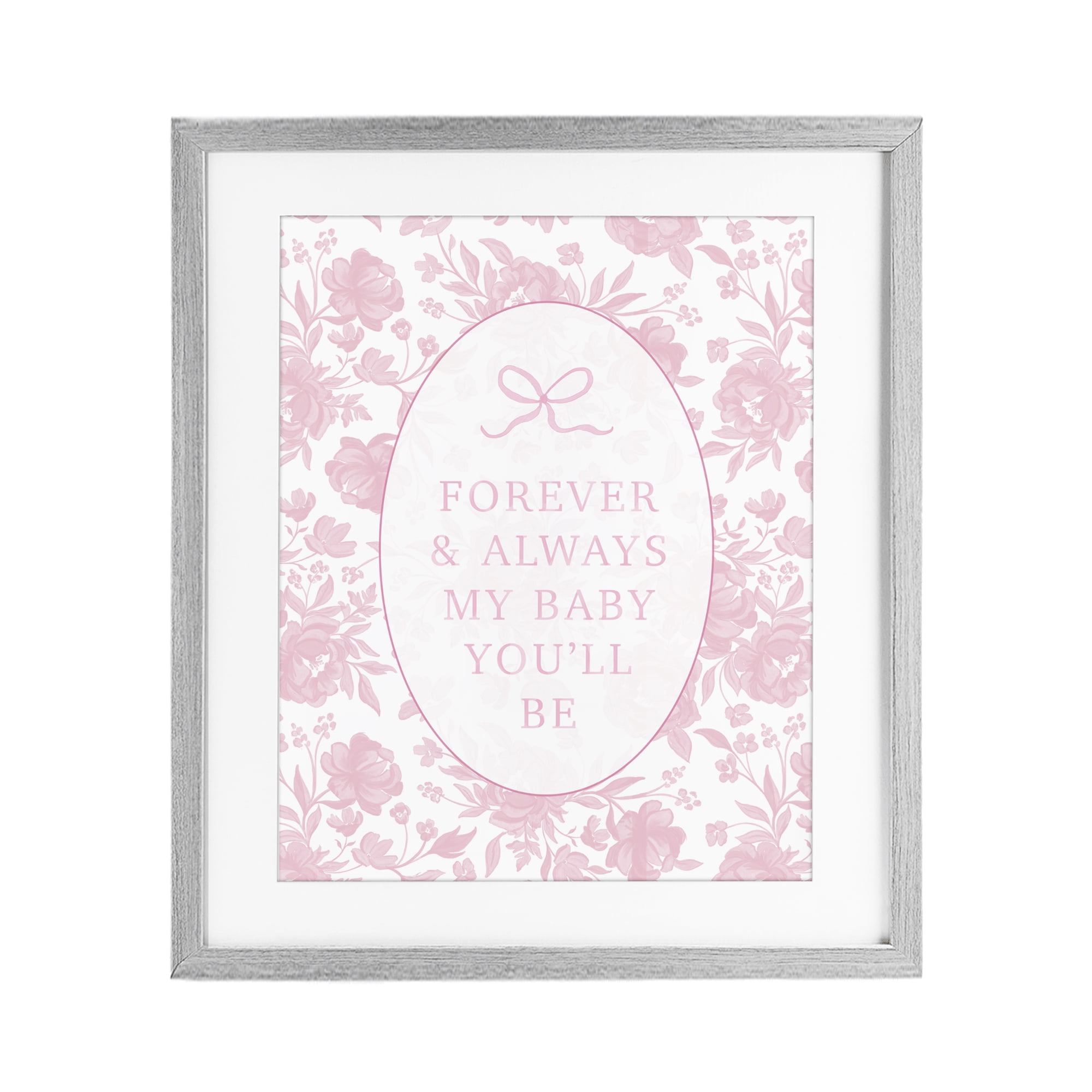 Stupell Industries Forever and Always Pink Florals Gray Framed Print Under Glass, design by Cherrywood Lane