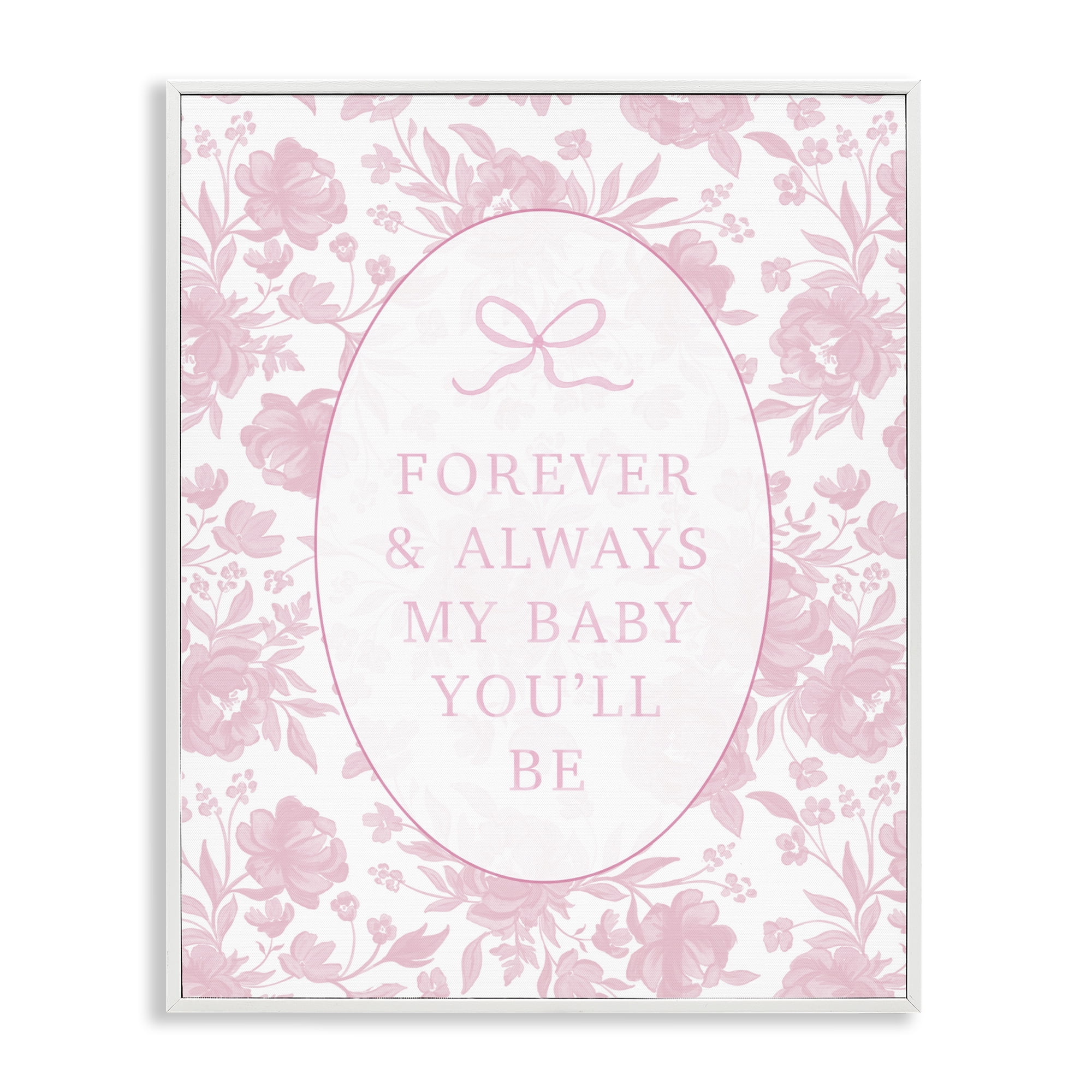 Stupell Industries Forever and Always Pink Florals White Framed Giclee Art, design by Cherrywood Lane