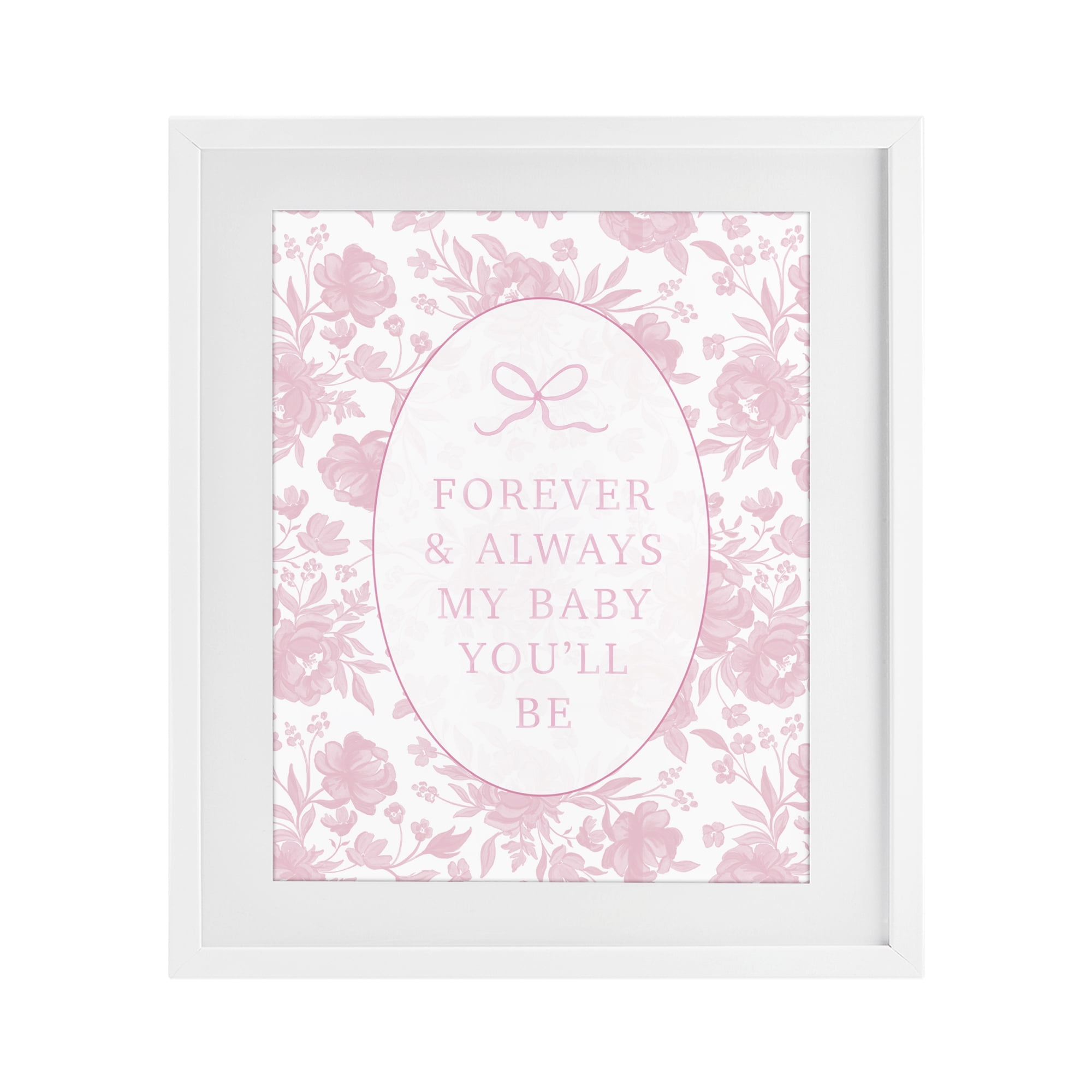 Stupell Industries Forever and Always Pink Florals White Framed Print Under Glass, design by Cherrywood Lane