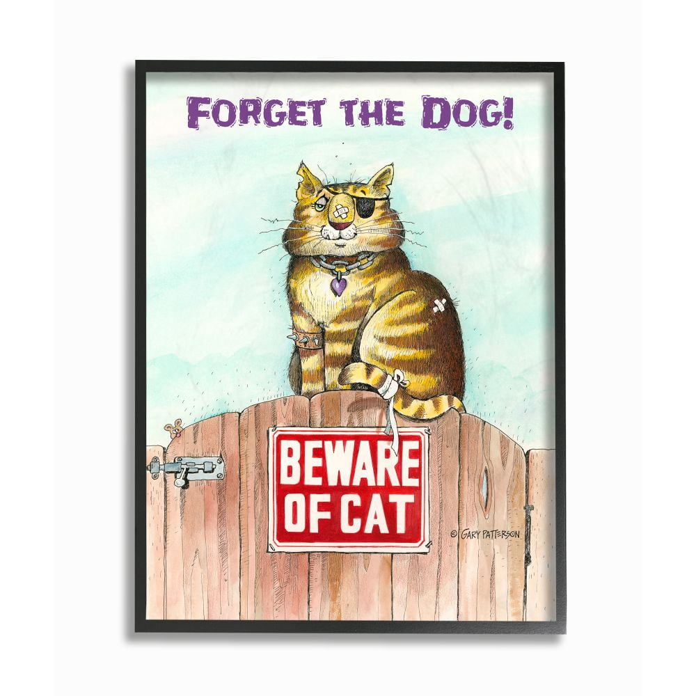 Stupell Industries Forget The Dog Funny Cat Cartoon Pet Design Framed Wall Art by Gary Patterson