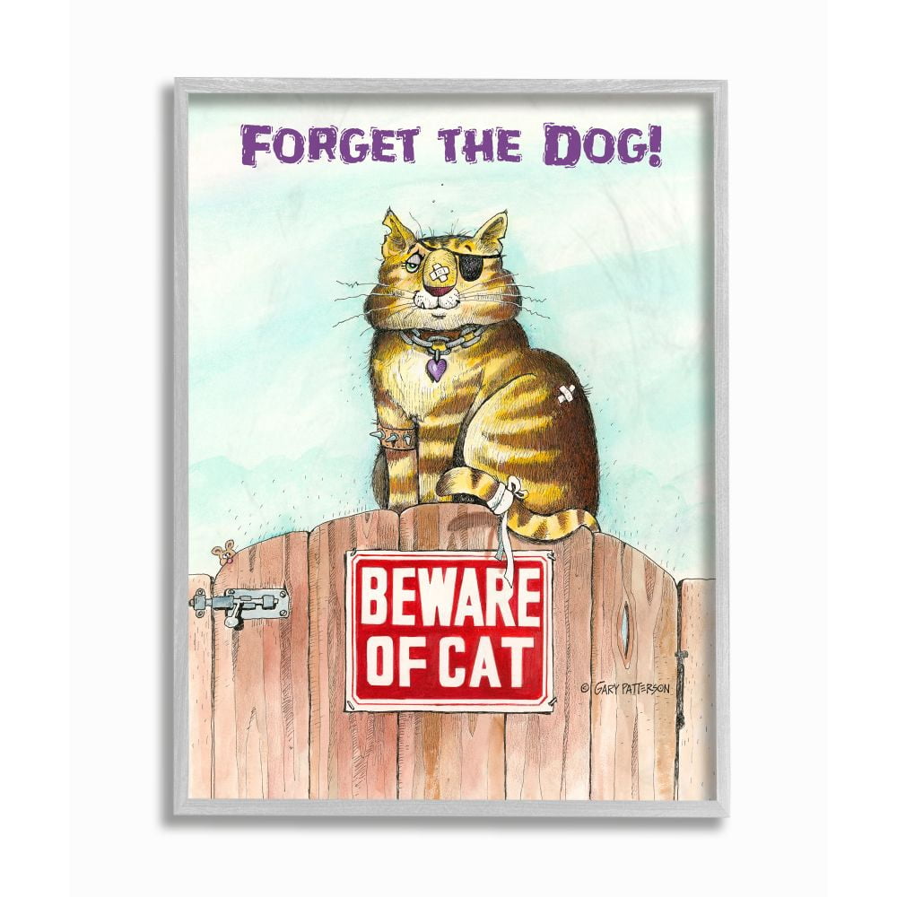 Stupell Industries Forget The Dog Funny Cat Cartoon Pet Design Framed Wall Art by Gary Patterson